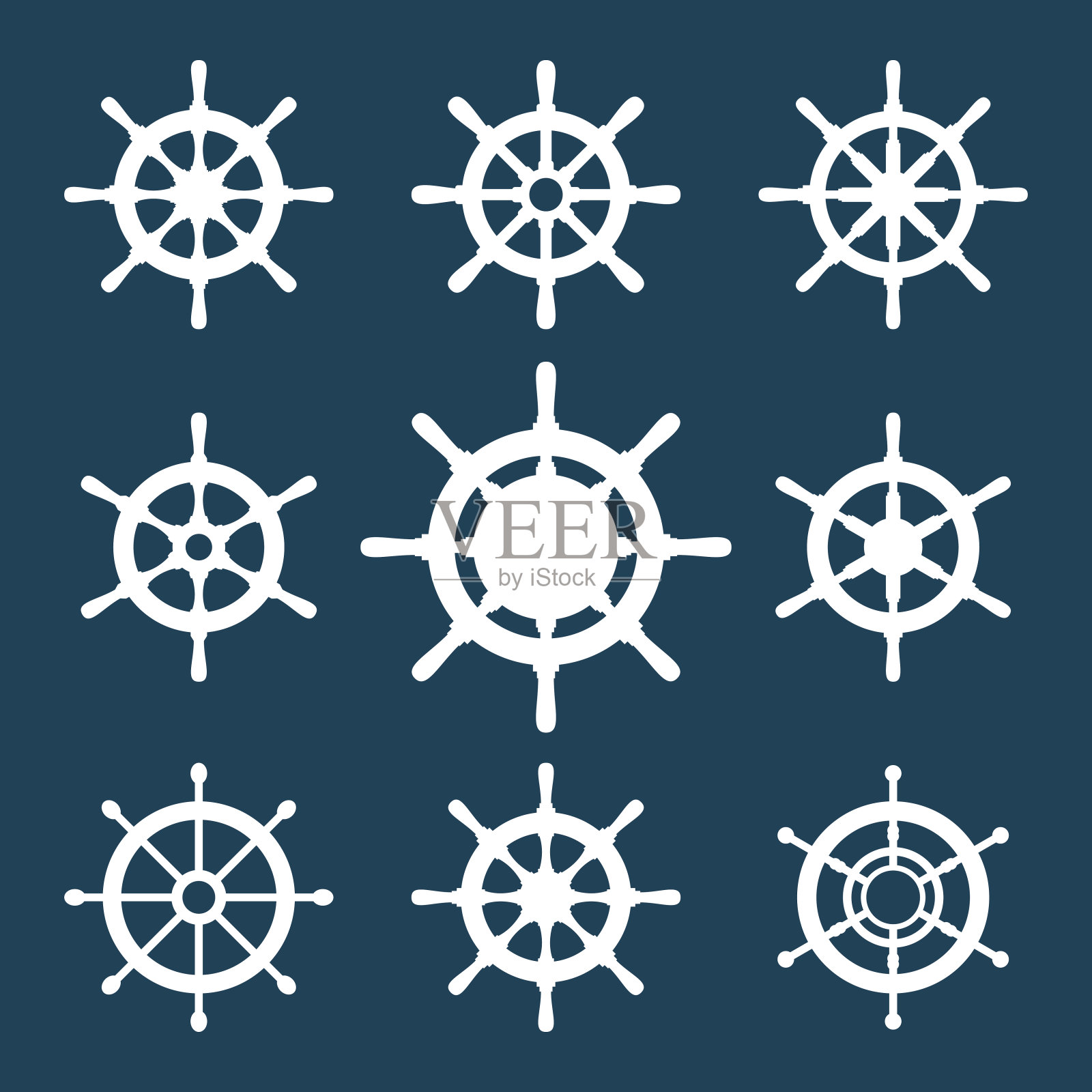 船舵矢量图标集插画图片素材