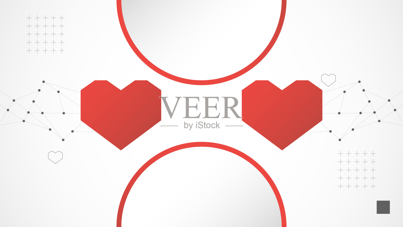 白色红圈技术心脏背景抽象。插画图片素材