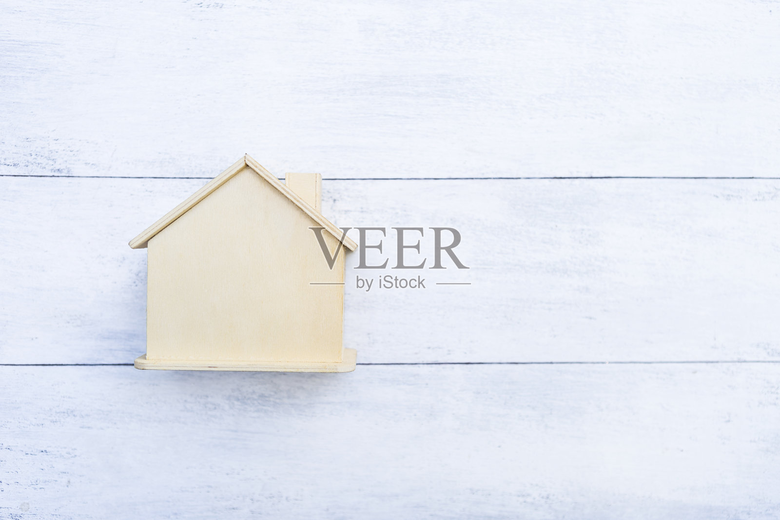 木屋模型与空间的白木背景照片摄影图片