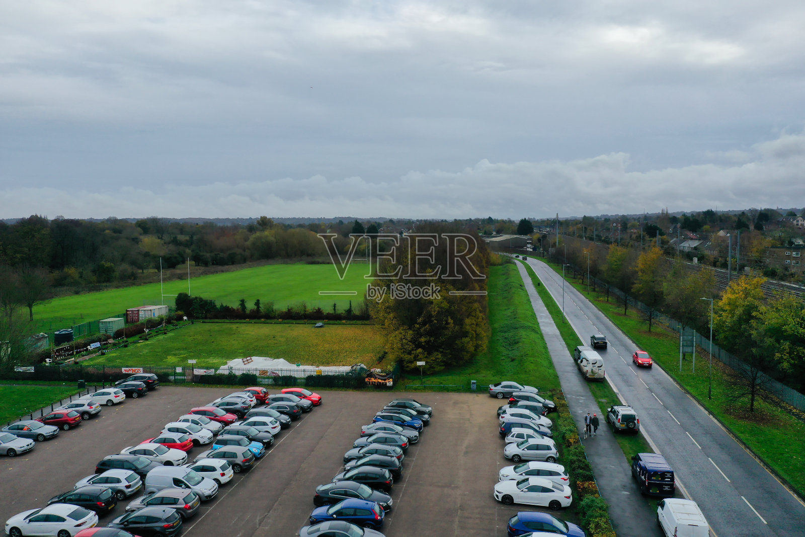 雨天和阴天的高角度城市景观照片摄影图片