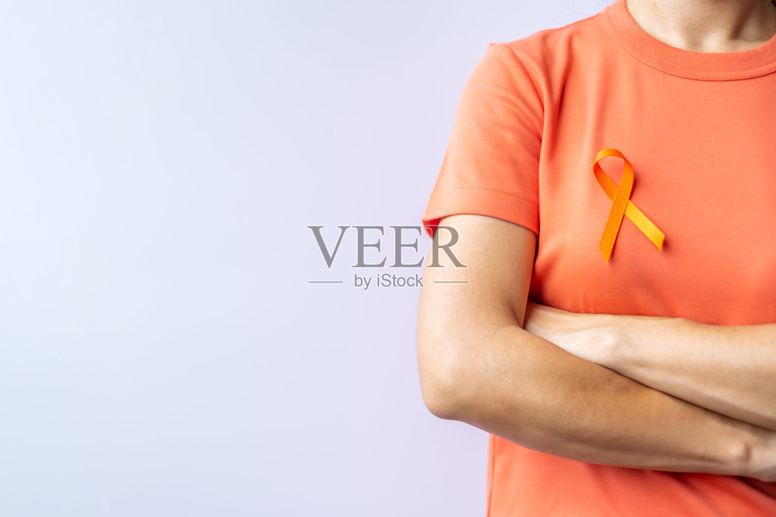 白血病橙色丝带，肾癌日，世界多发性硬化症，CRPS，自伤宣传月。保健字癌日概念照片摄影图片