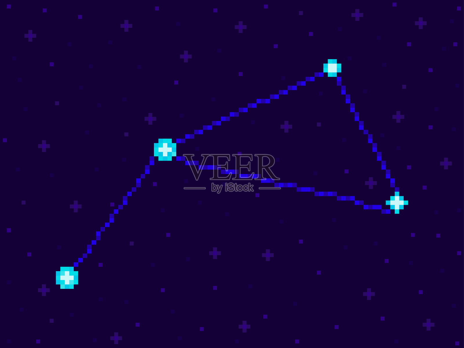 Antlia星座的像素艺术风格。8位星在夜空中在复古电子游戏风格。恒星和星系群。设计应用程序，横幅和海报。矢量图插画图片素材