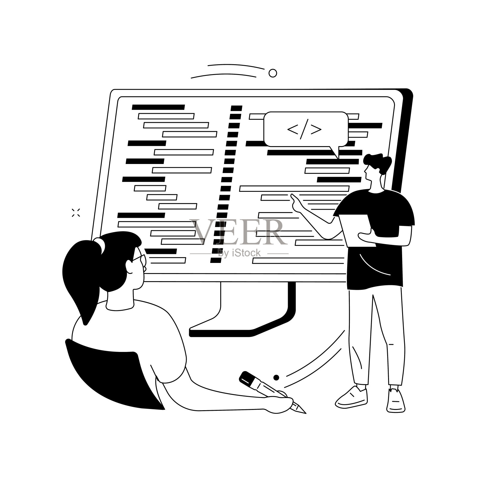 编码车间抽象概念矢量插图。插画图片素材