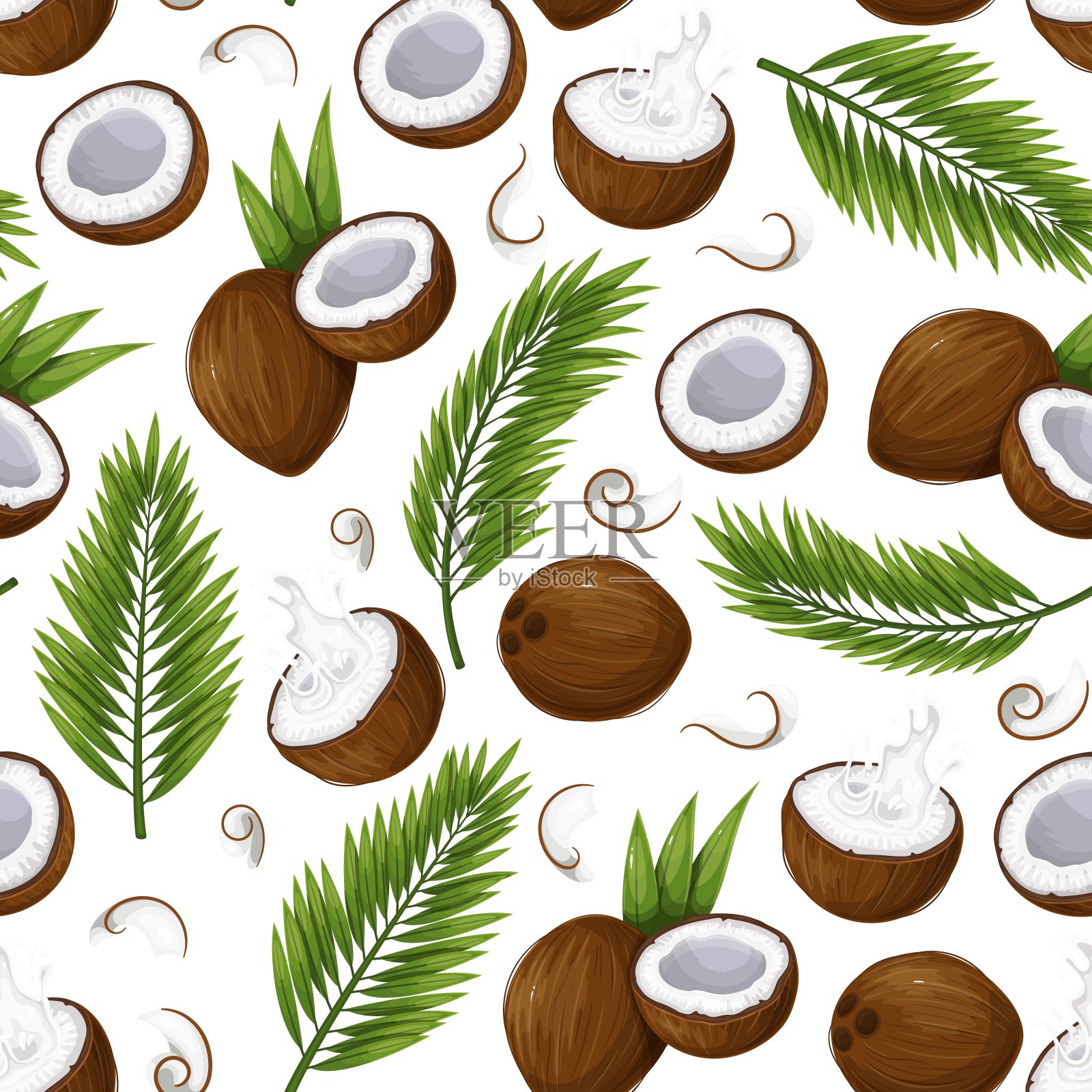 椰子无缝图案插画图片素材