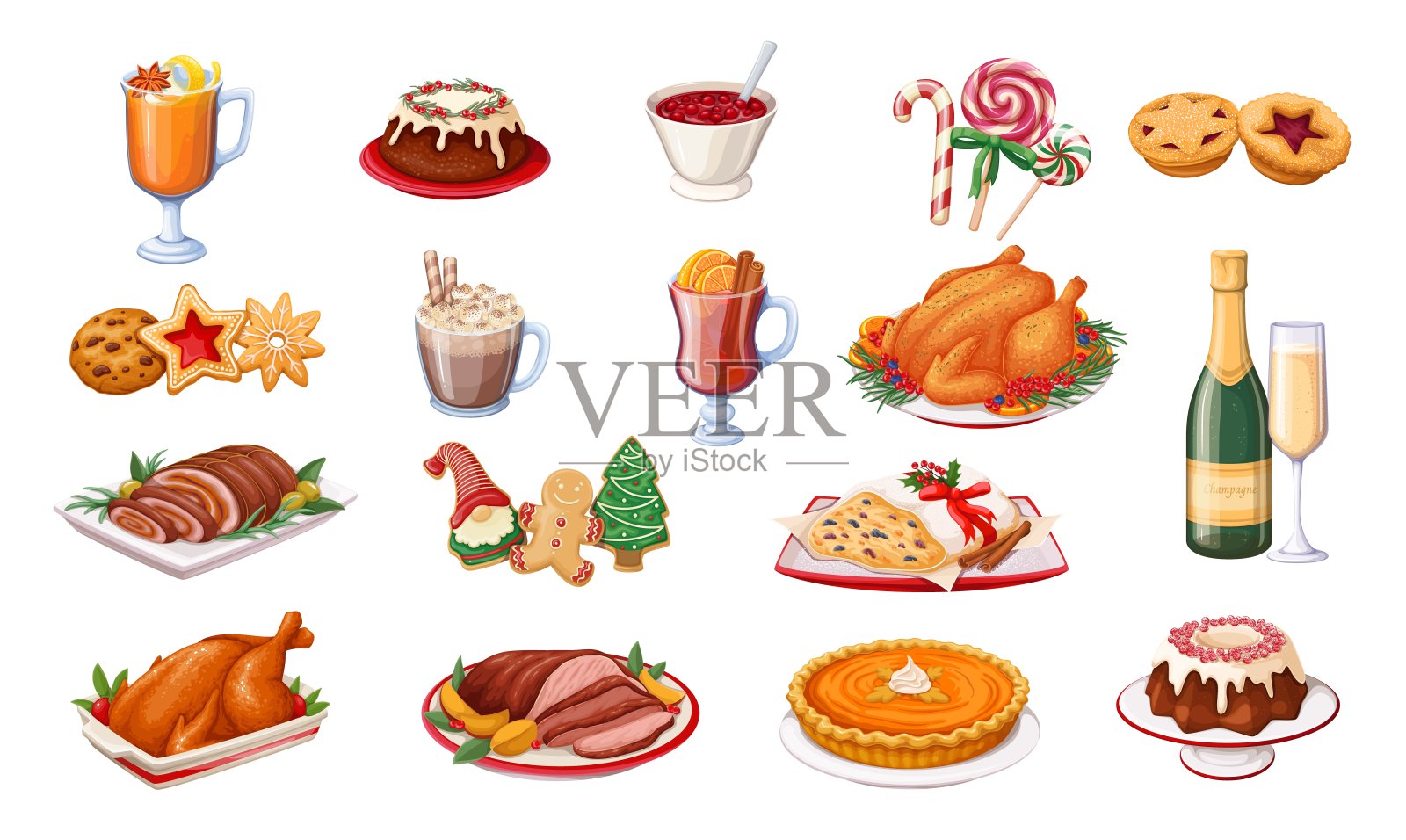 圣诞食品和饮料集插画图片素材