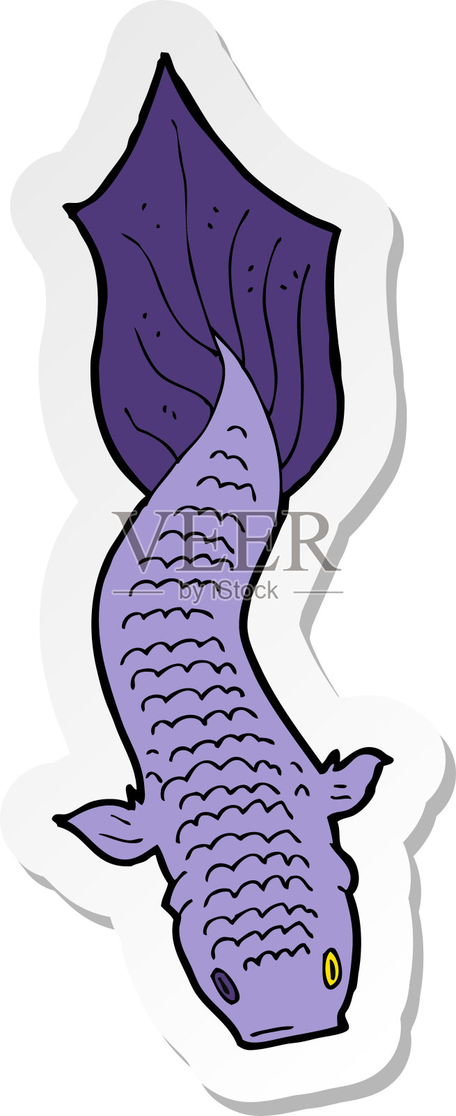 卡通鱼贴纸插画图片素材