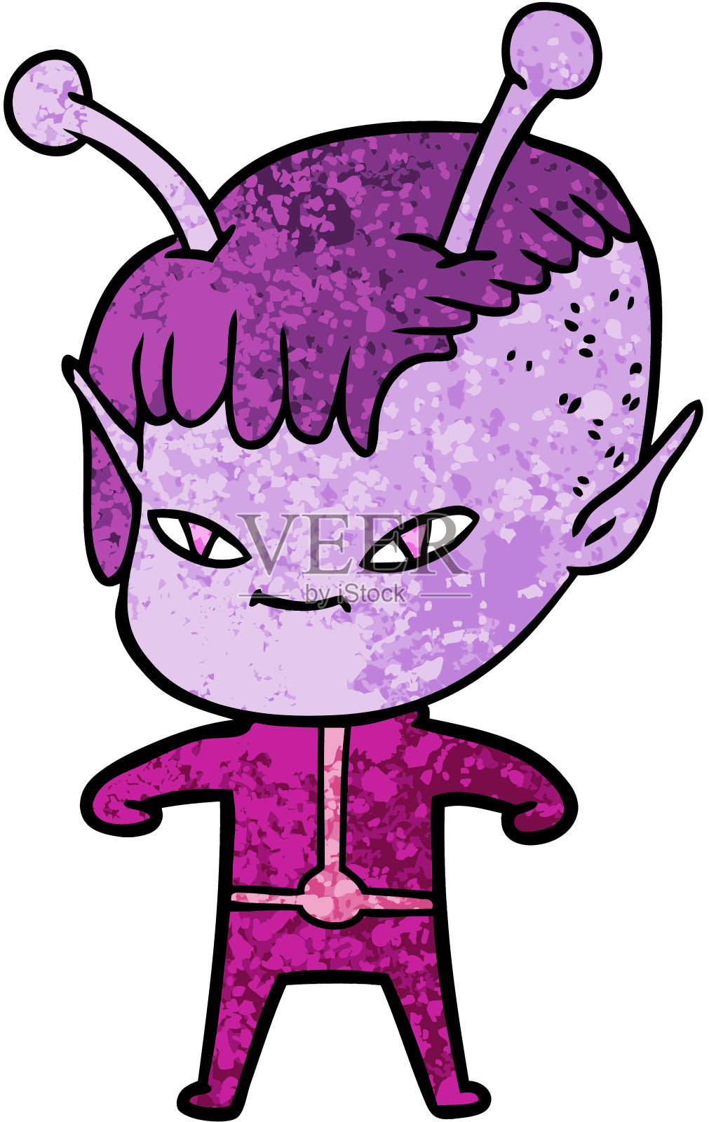 可爱的卡通外星人女孩插画图片素材