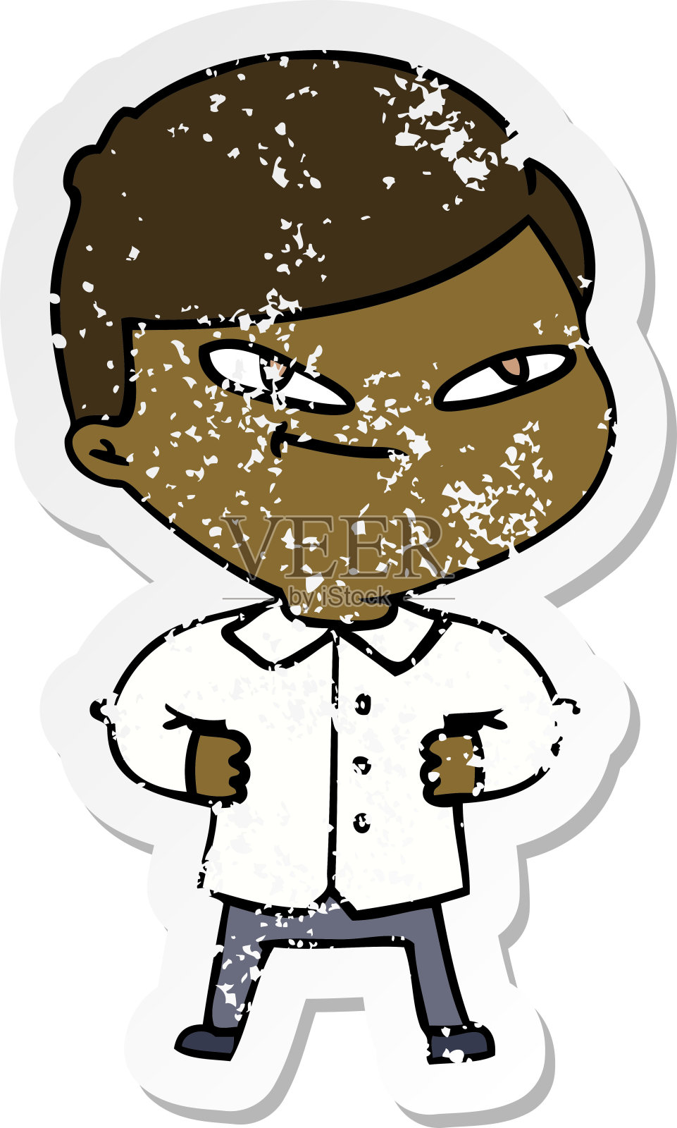 自信男人卡通贴纸插画图片素材