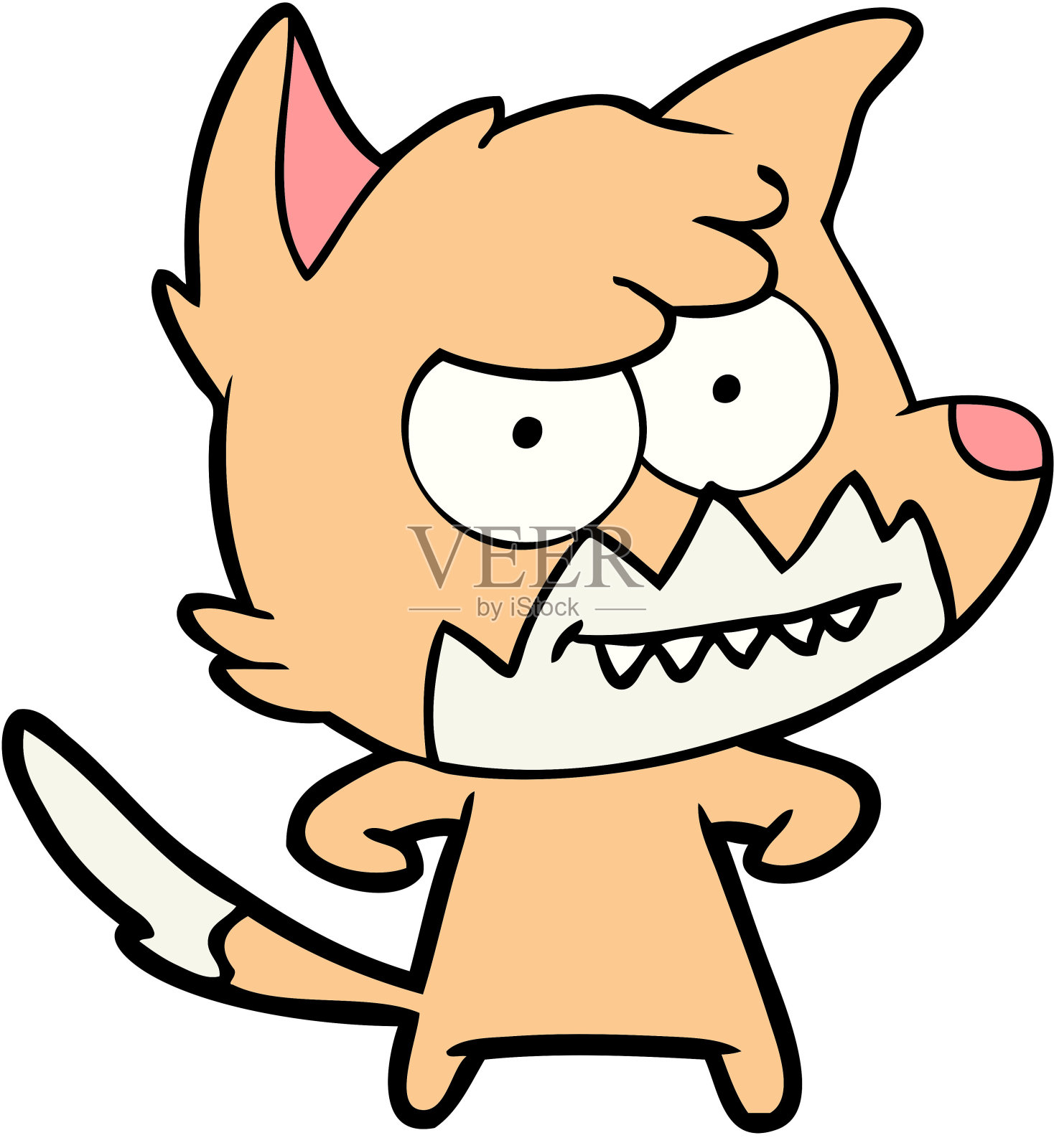 笑嘻嘻的卡通狐狸插画图片素材