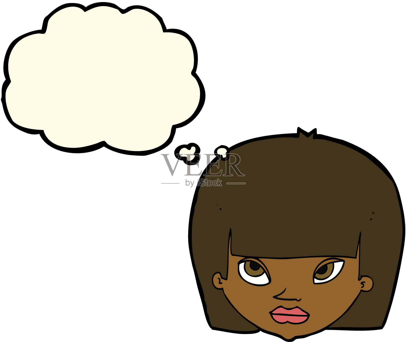 卡通惹恼了思想泡泡的女人插画图片素材