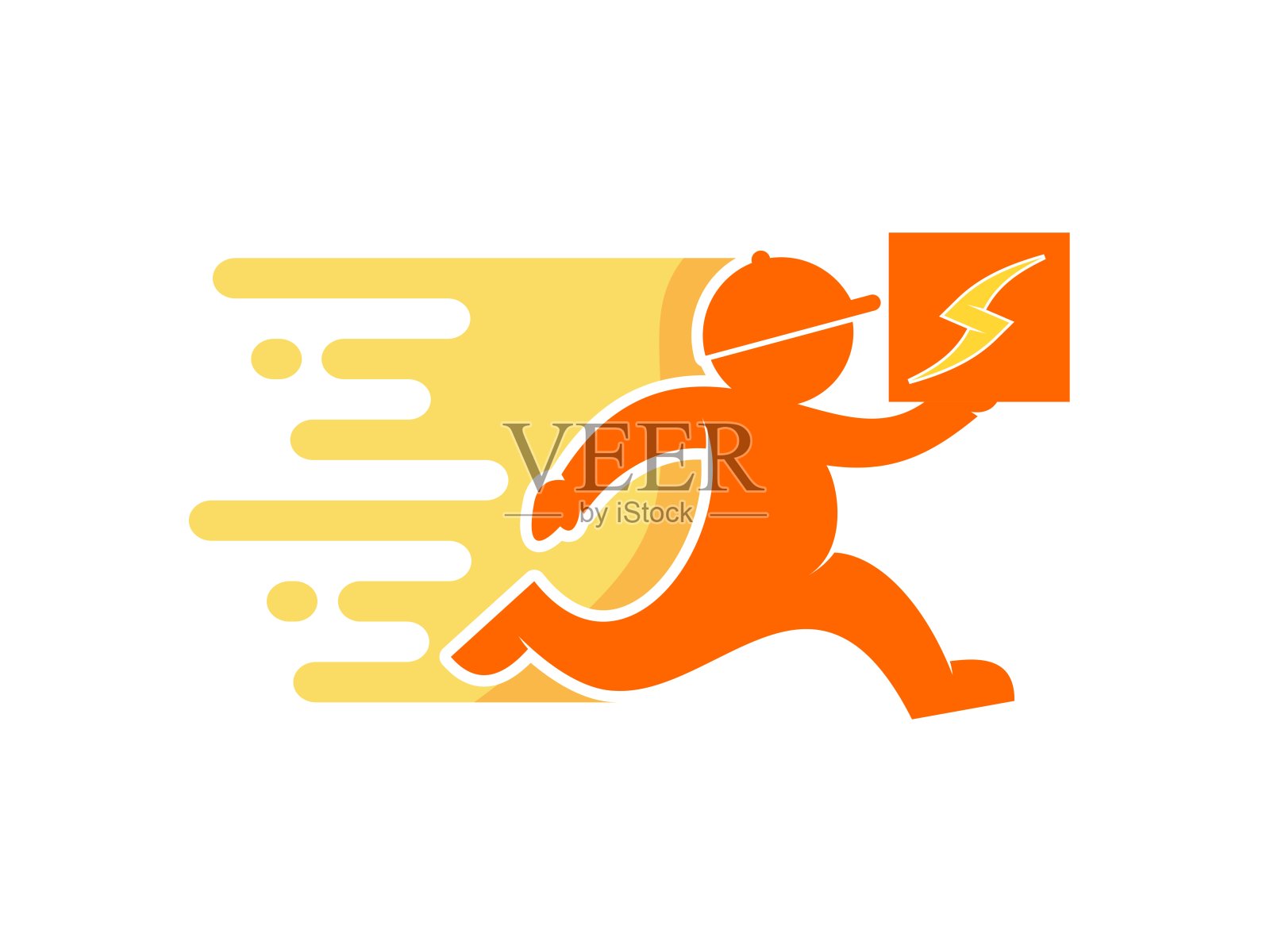 配有闪电箱的快速快递员插画图片素材