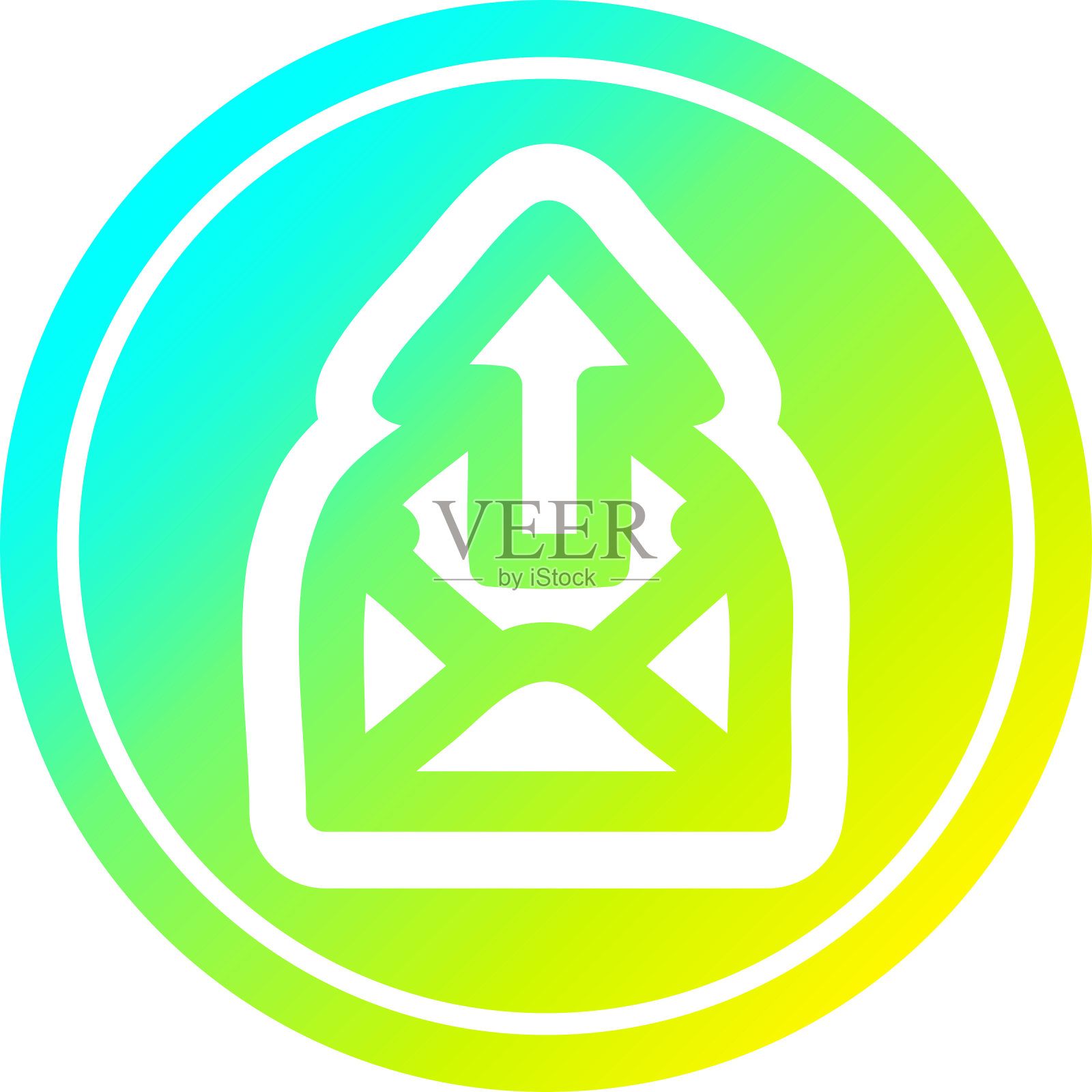 发送电子邮件圆形图标与凉爽的渐变完成图标素材