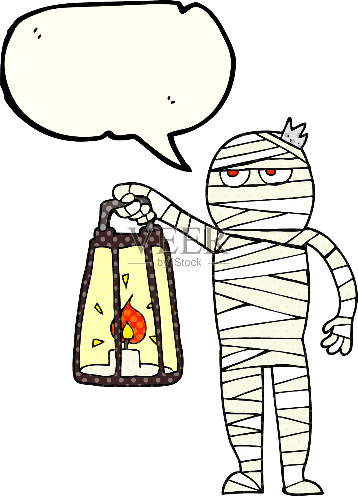 手绘漫画书演讲泡泡卡通木乃伊插画图片素材