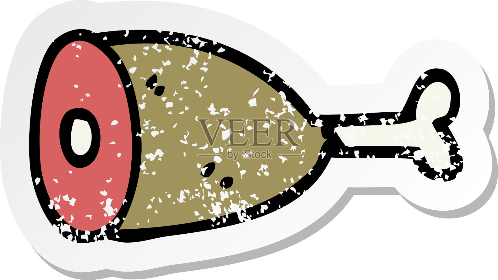 卡通肉的心疼贴纸插画图片素材