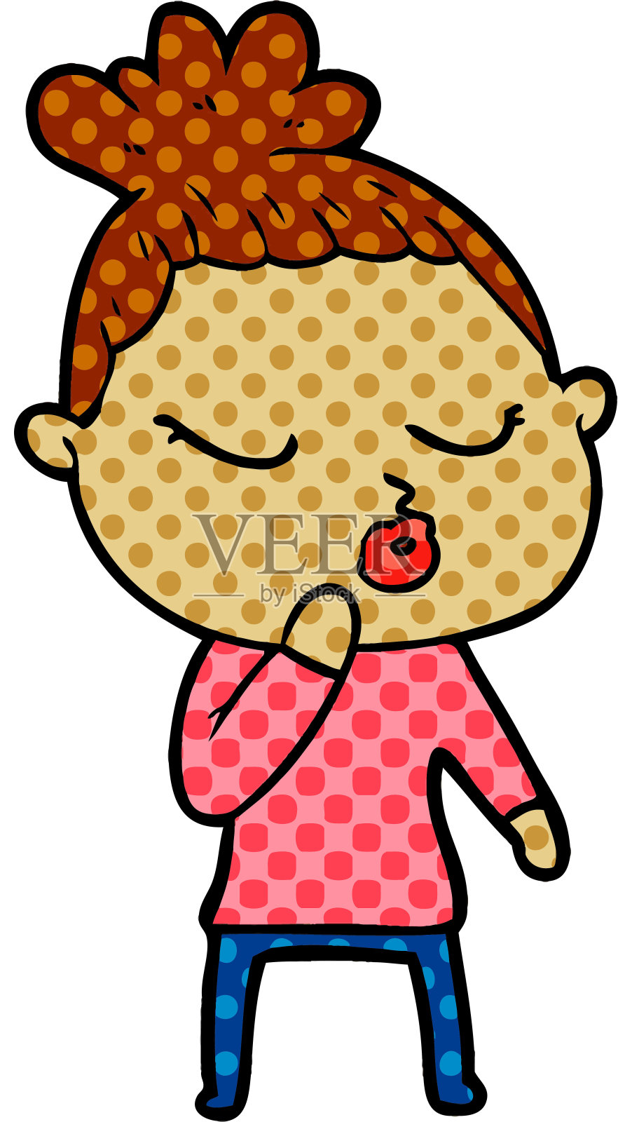 卡通冷静女人插画图片素材