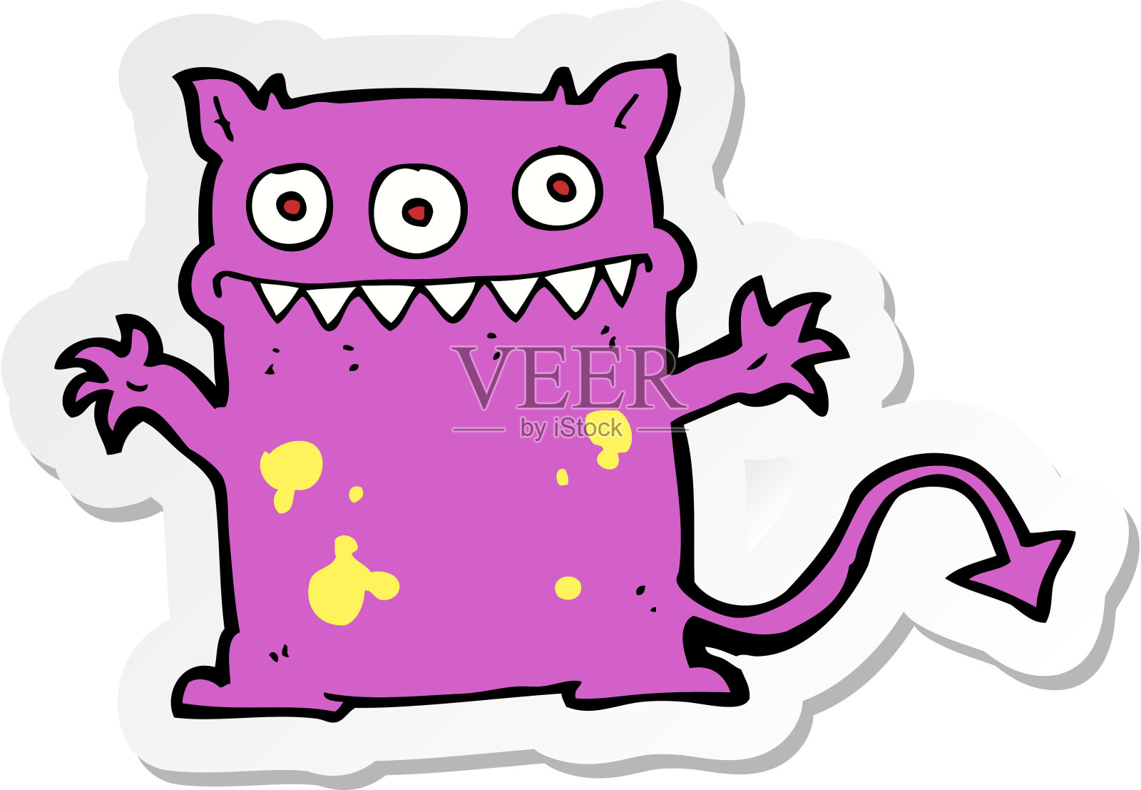 卡通小怪物的贴纸插画图片素材