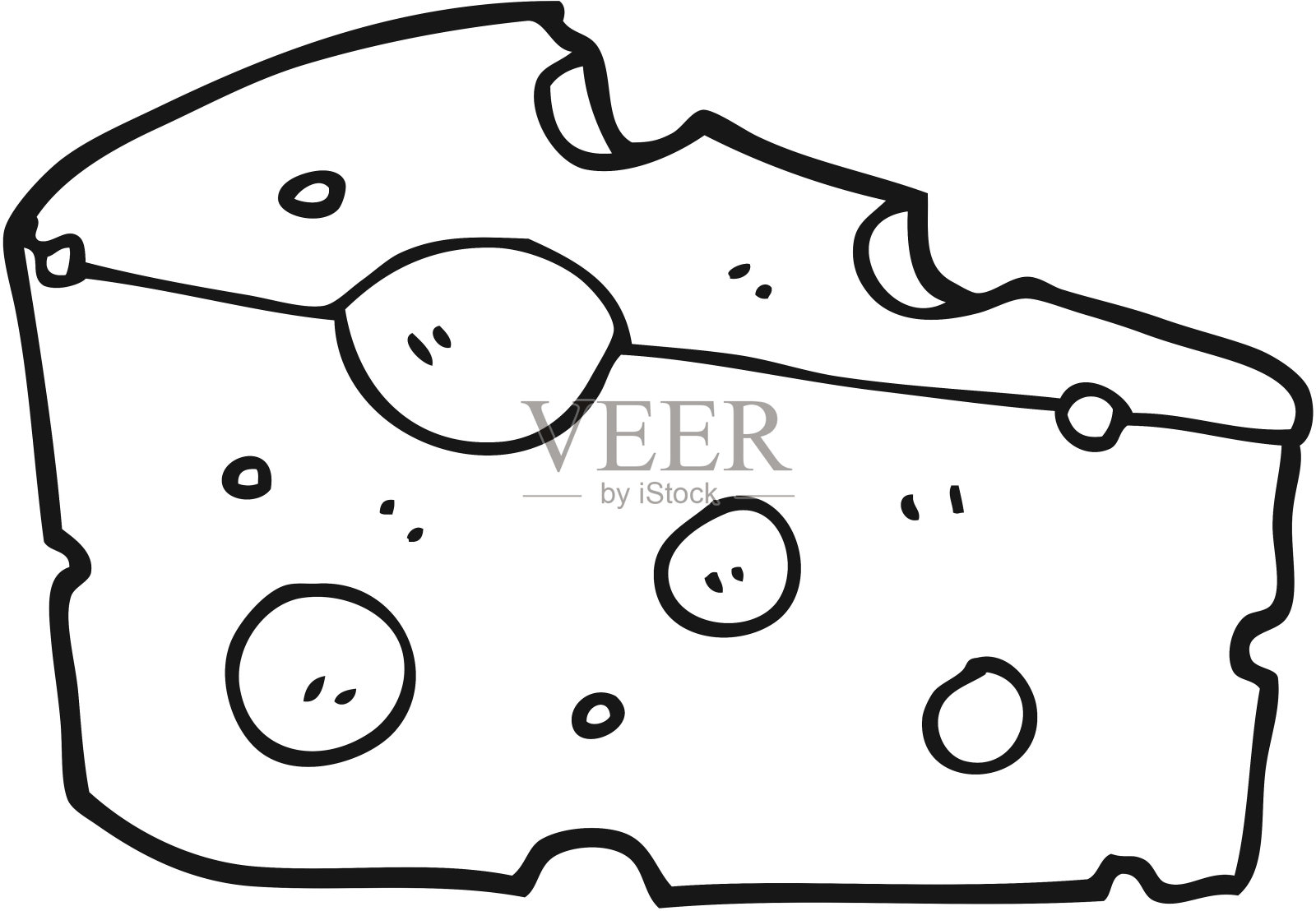 手绘黑白卡通奶酪插画图片素材