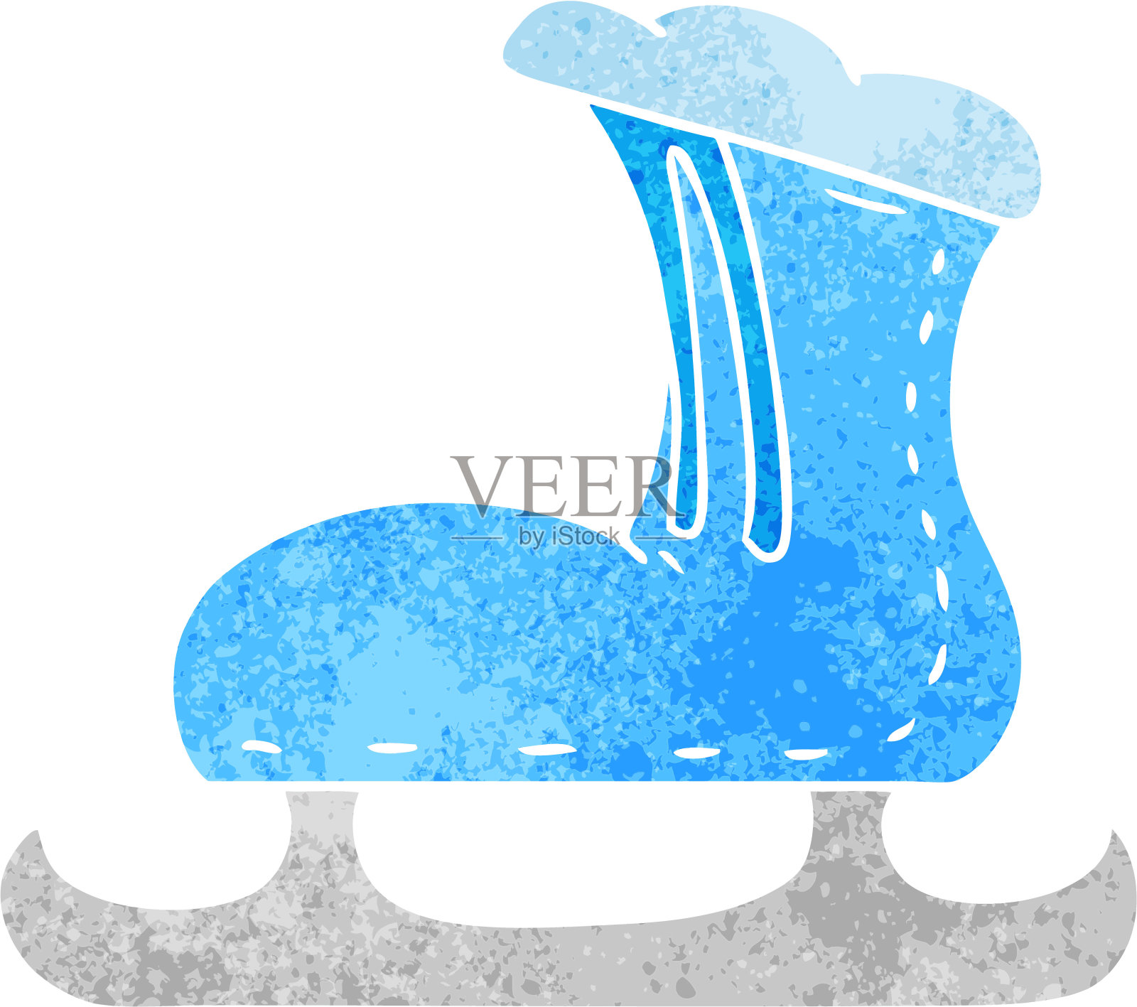 手绘的复古卡通涂鸦的冰鞋插画图片素材