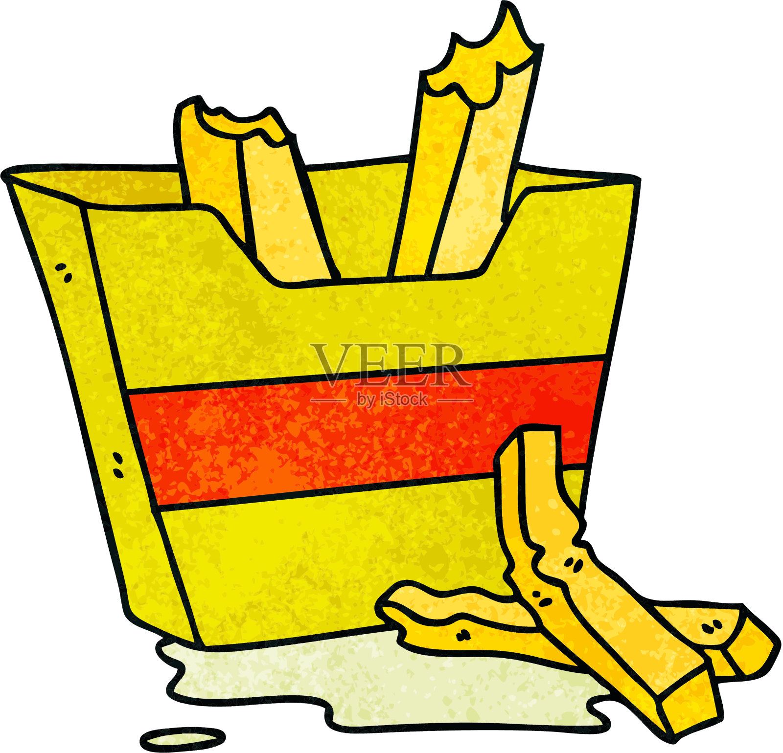 手绘的古怪卡通薯条插画图片素材