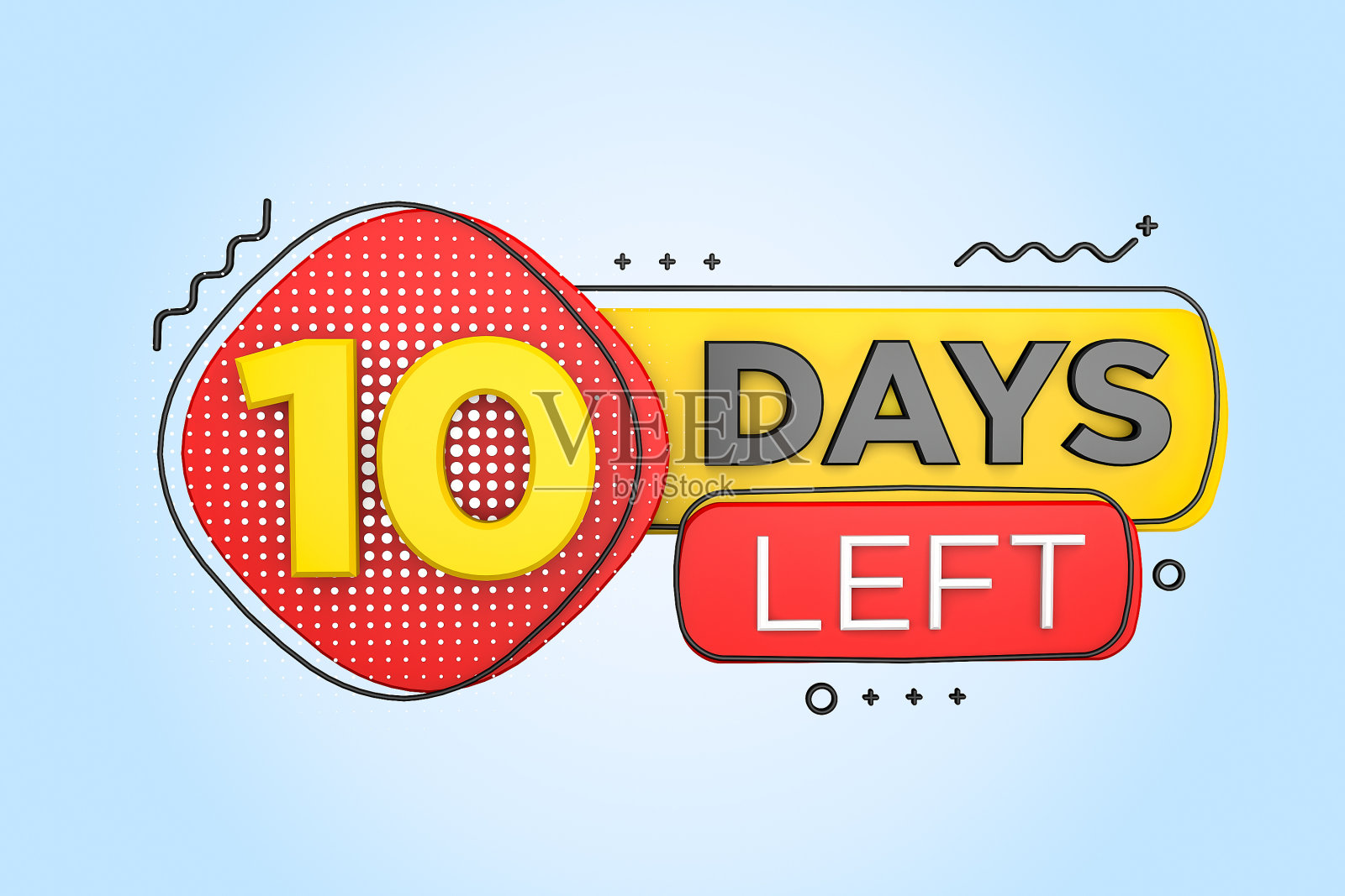 还剩十天。左天倒计时横幅在3D。销售时间统计。3 d渲染。照片摄影图片