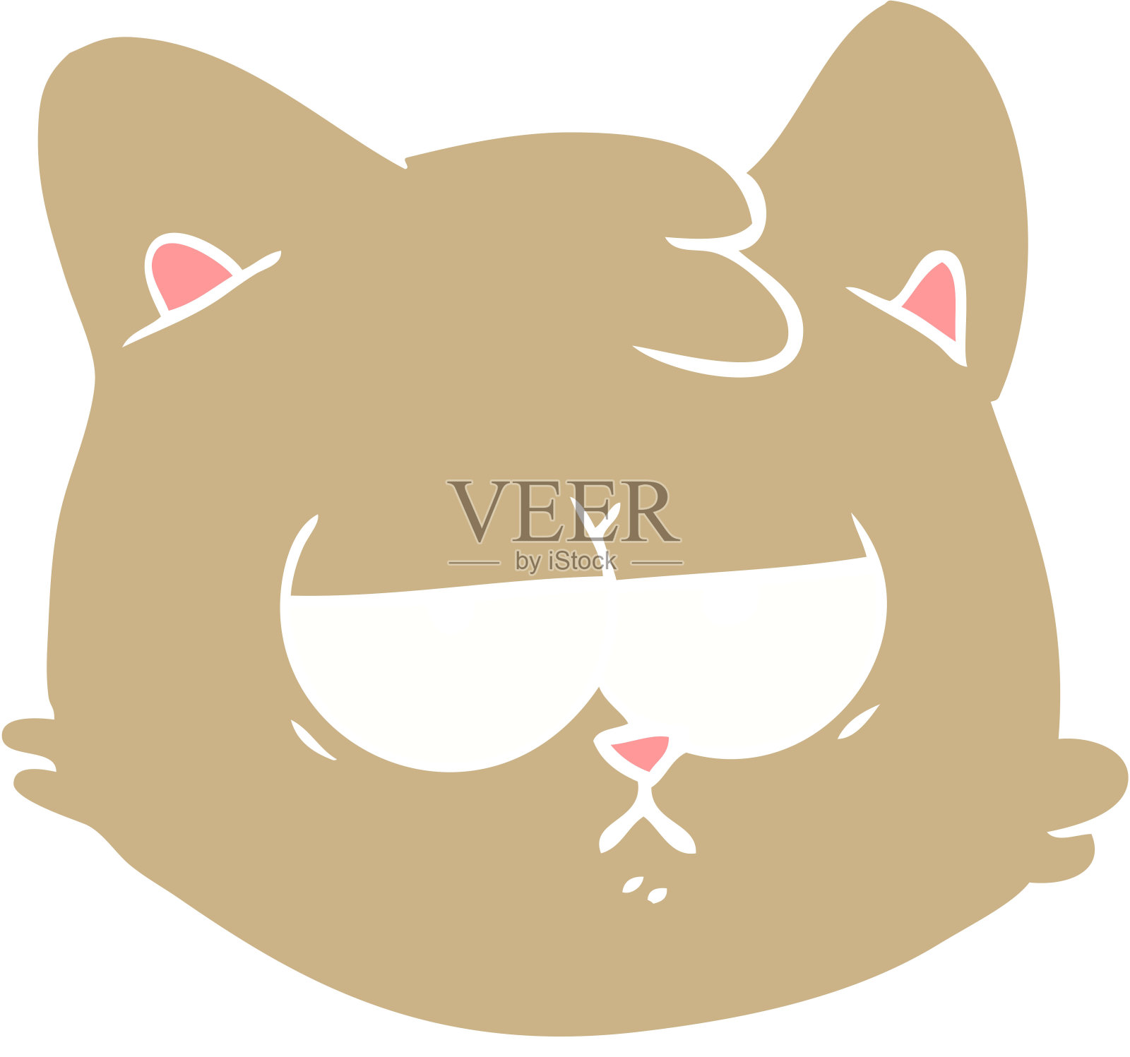 平面色彩风格卡通猫脸插画图片素材