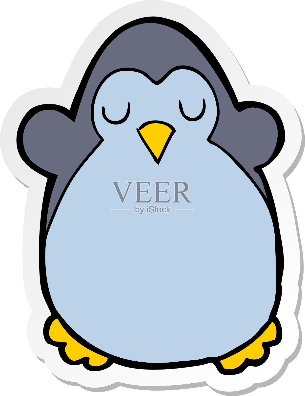 卡通企鹅贴纸插画图片素材