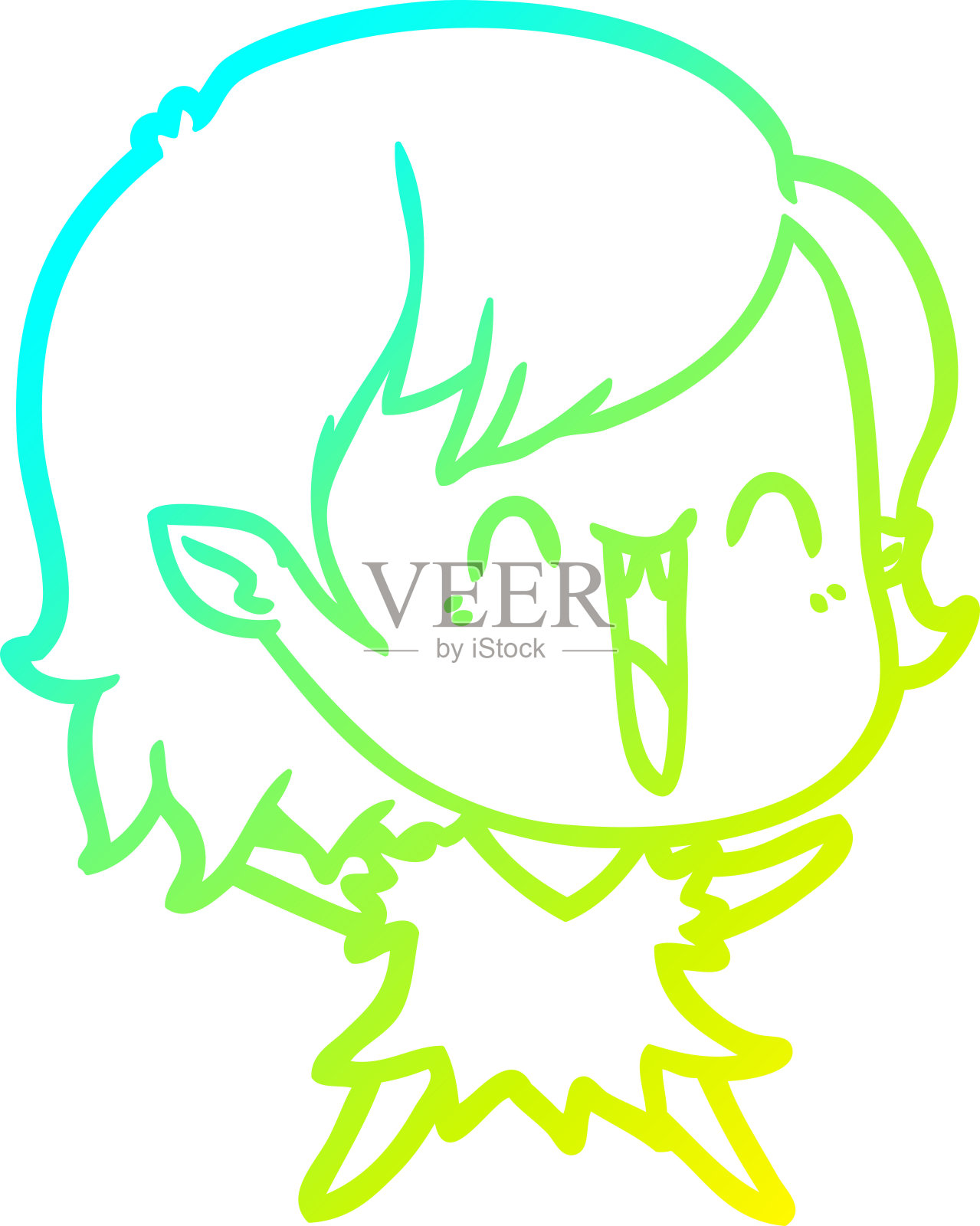 冷梯度线画一个可爱的卡通快乐吸血鬼女孩插画图片素材