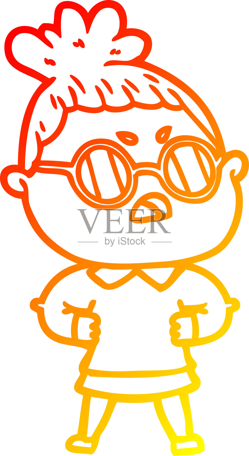 温暖的梯度线画卡通惹恼了女人插画图片素材