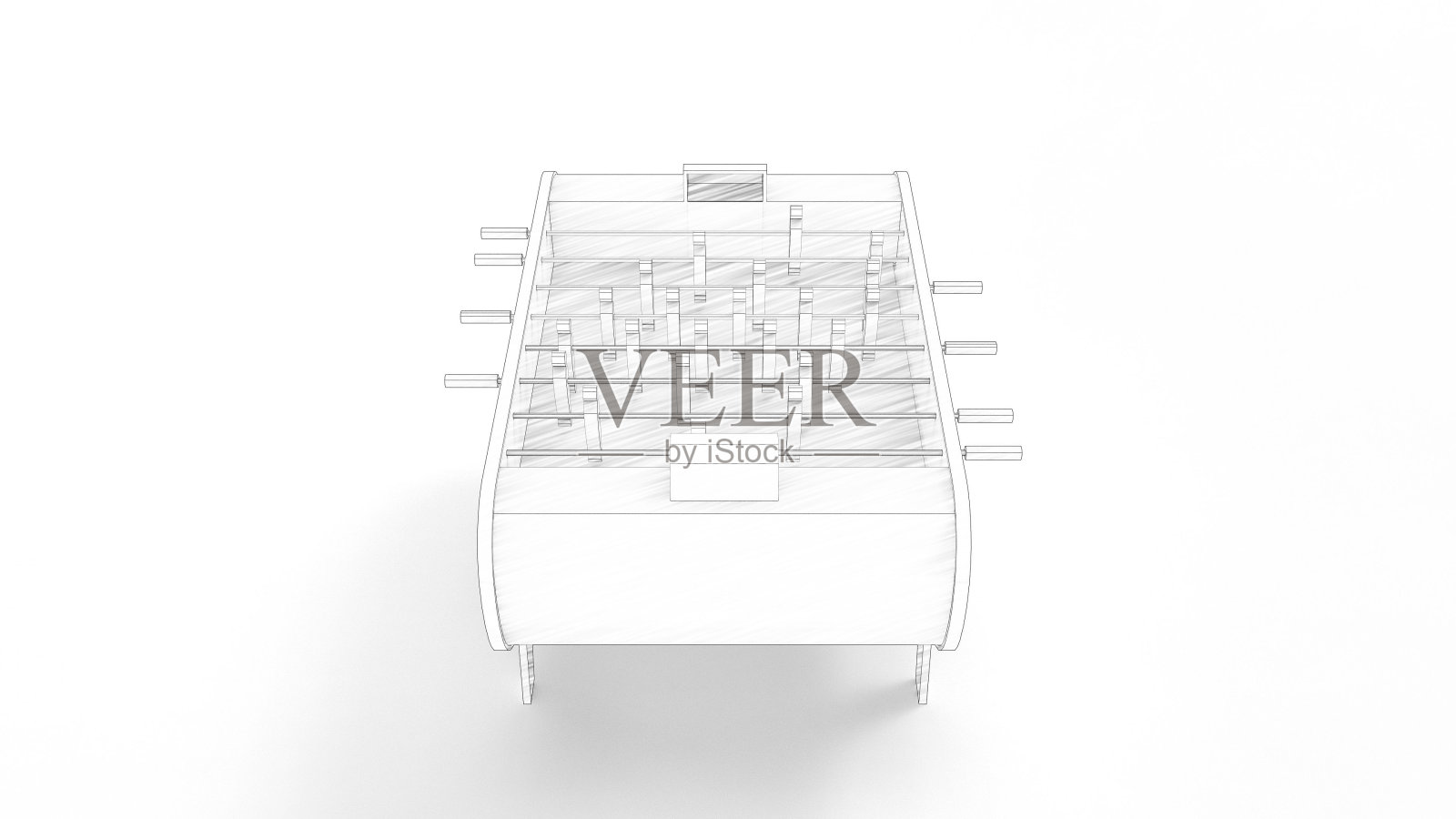 孤立在白色背景上的足球桌设计的3D渲染照片摄影图片