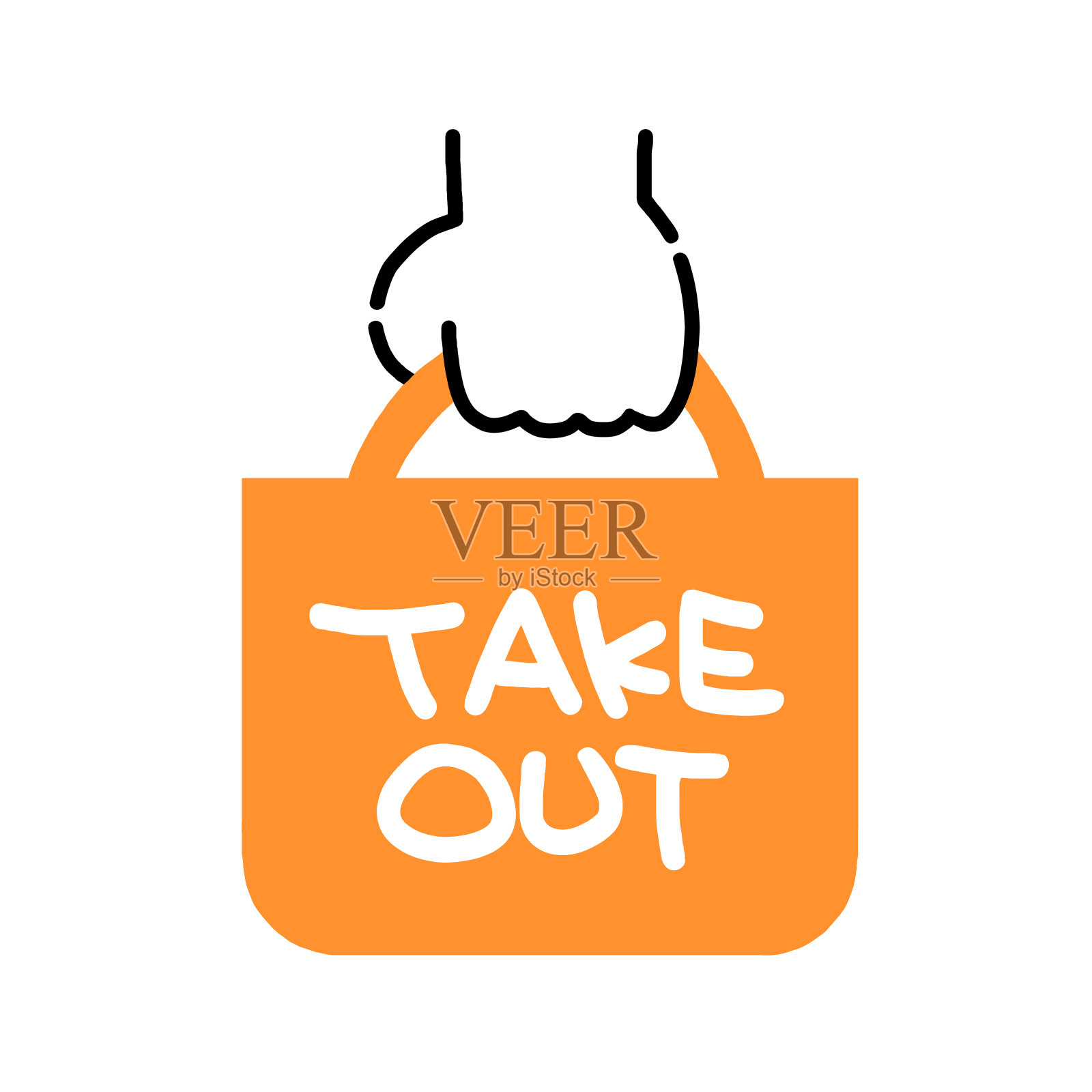 外卖带回家购物购物袋手提袋插画图片素材