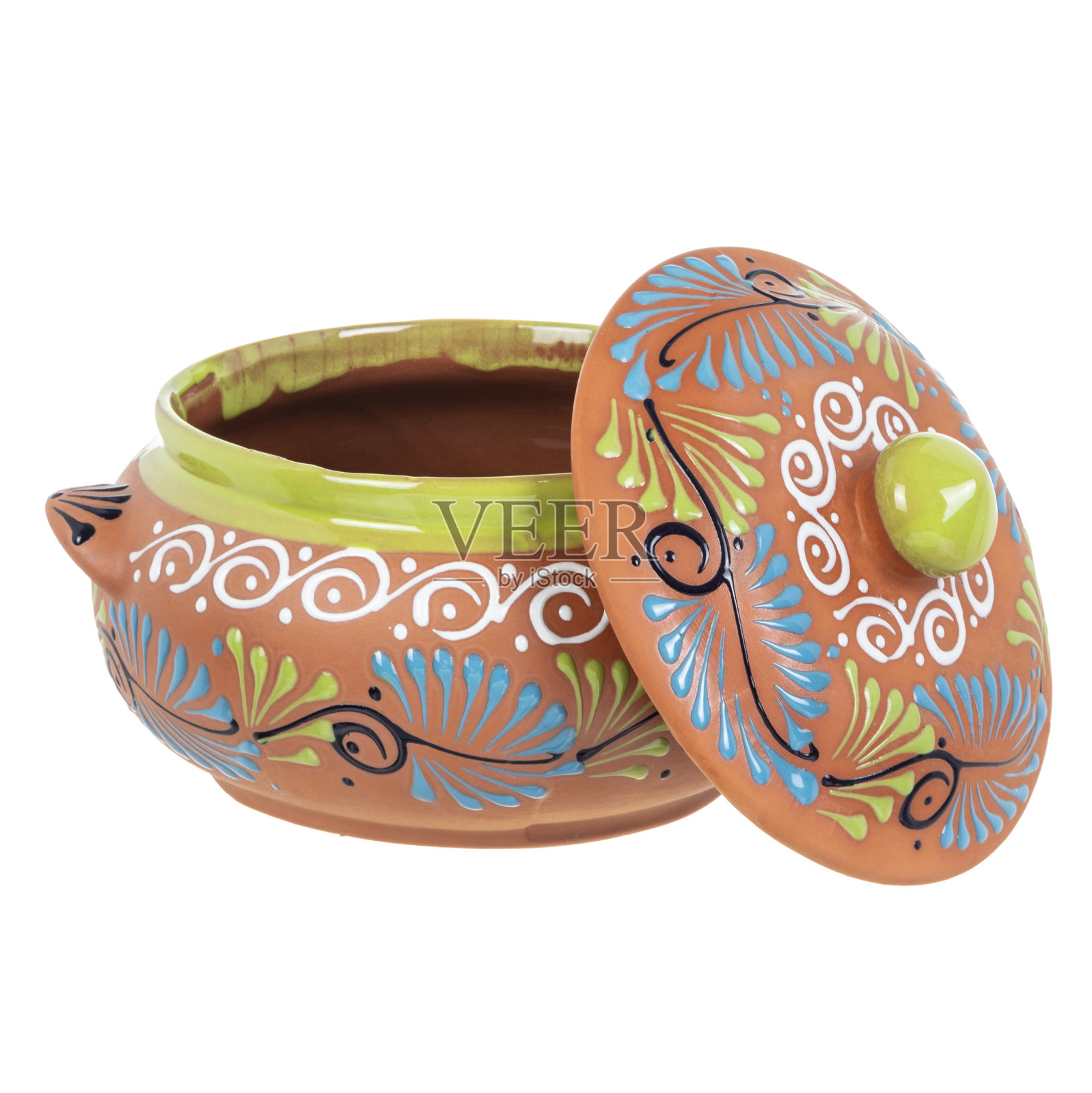 来自墨西哥的传统手工陶制餐具。照片摄影图片