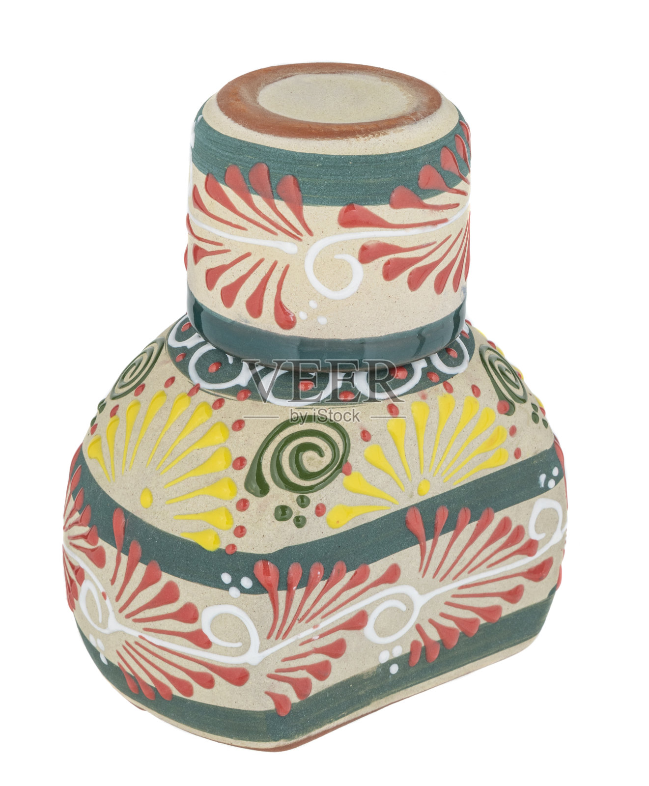 墨西哥制造的各种设计的陶瓷餐具照片摄影图片