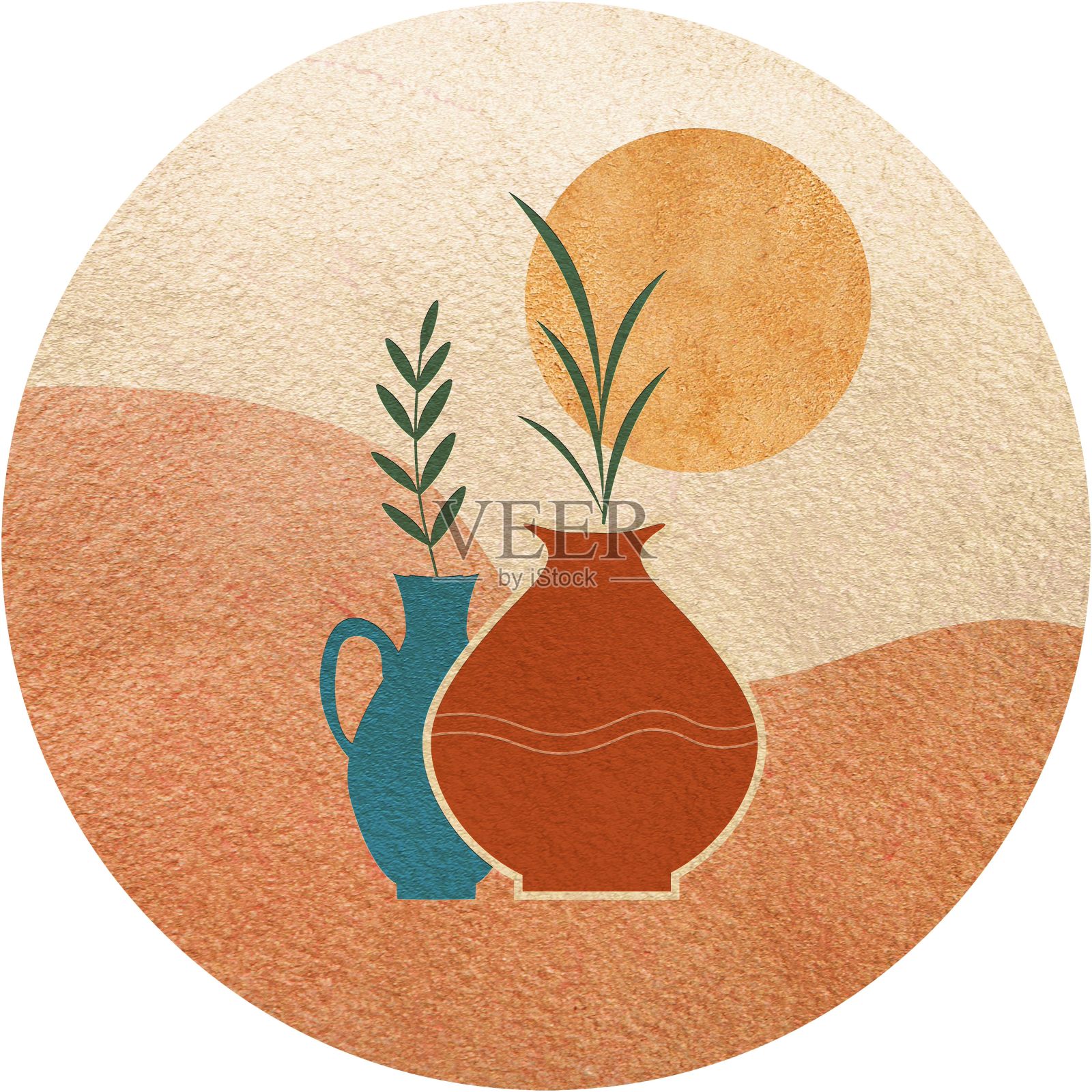 花盆和太阳，艺术品，地毯，壁纸照片摄影图片