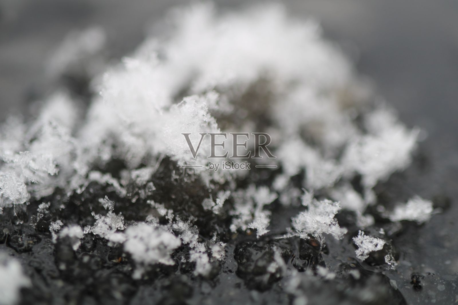 沥青上的积雪正在融化照片摄影图片