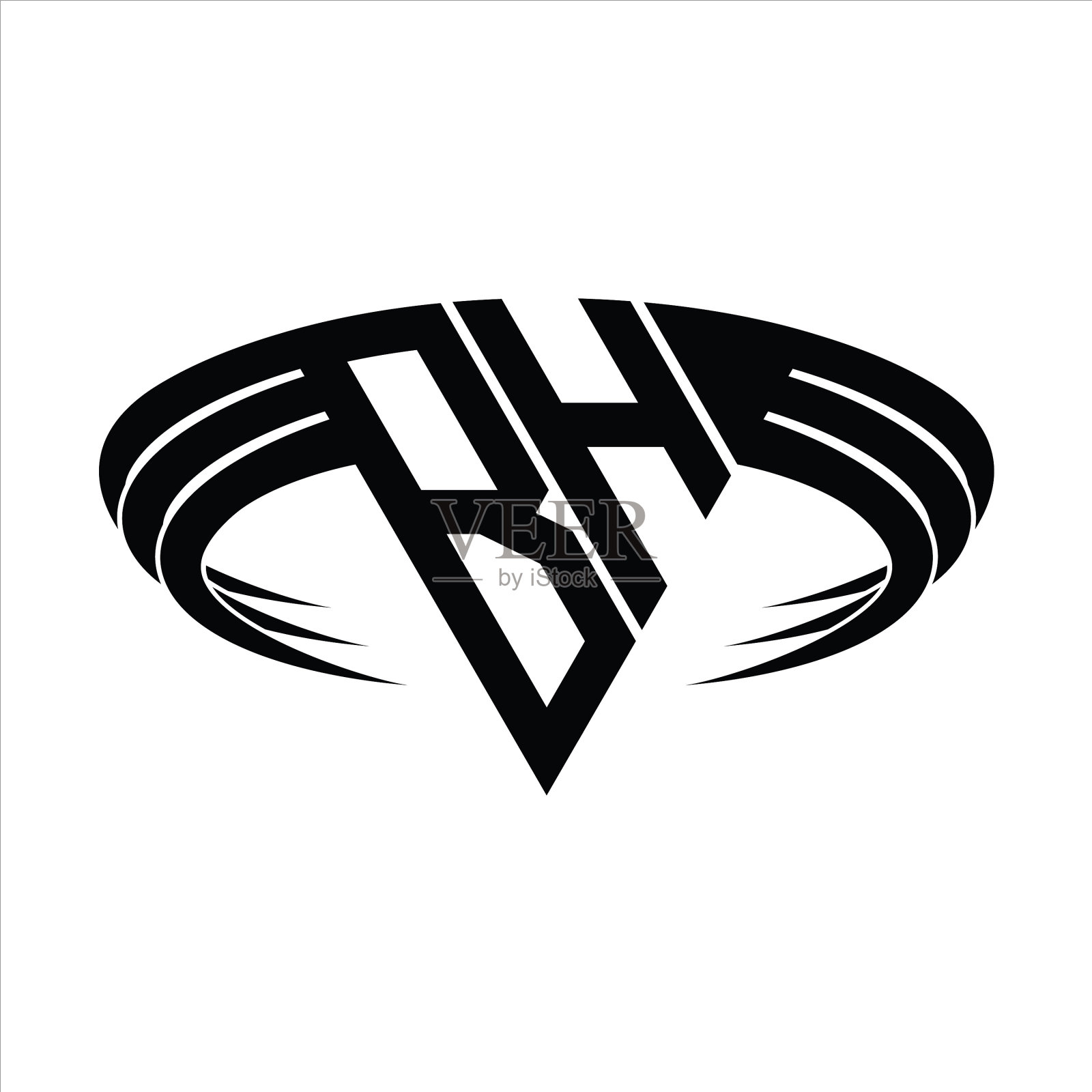 Bh标志字母字母字母与三角形切片插画图片素材