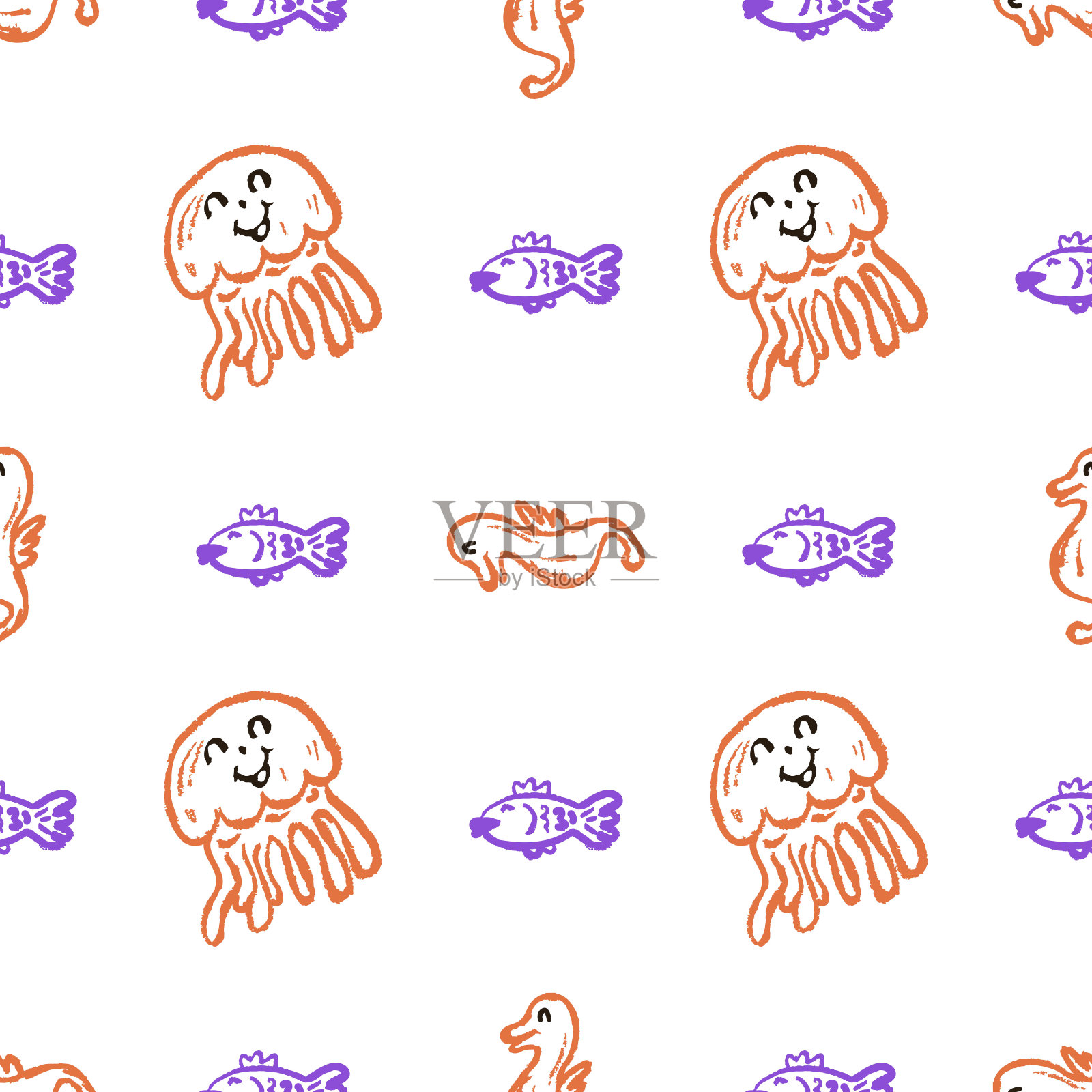 无缝模式。孩子们用蜡笔画画插画图片素材