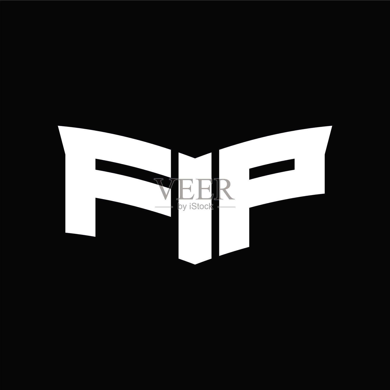 Fp标志字母与盾片形状设计插画图片素材