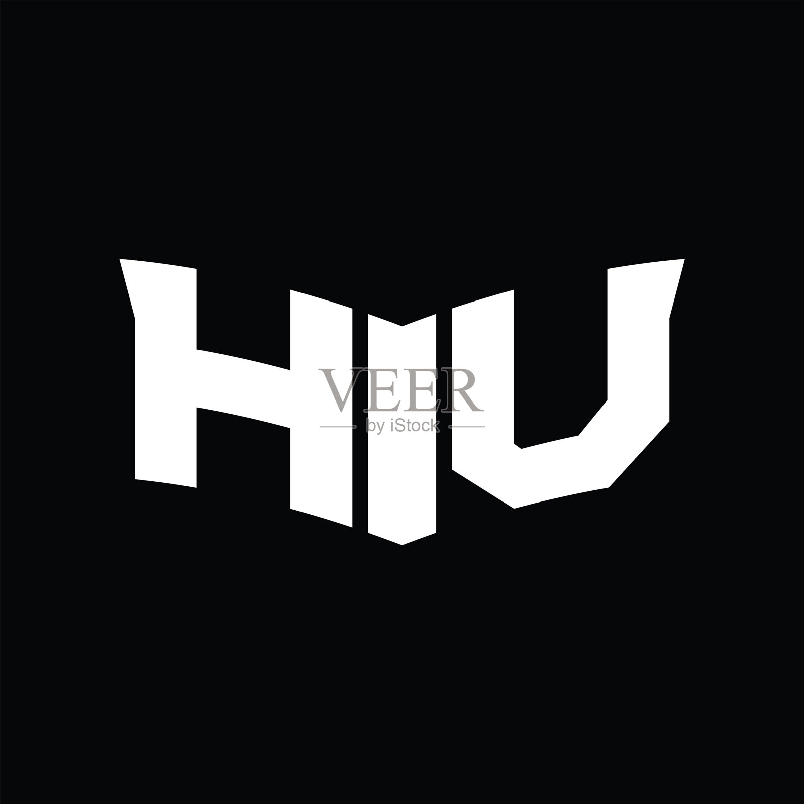 Hv标志字母与盾片形状设计插画图片素材