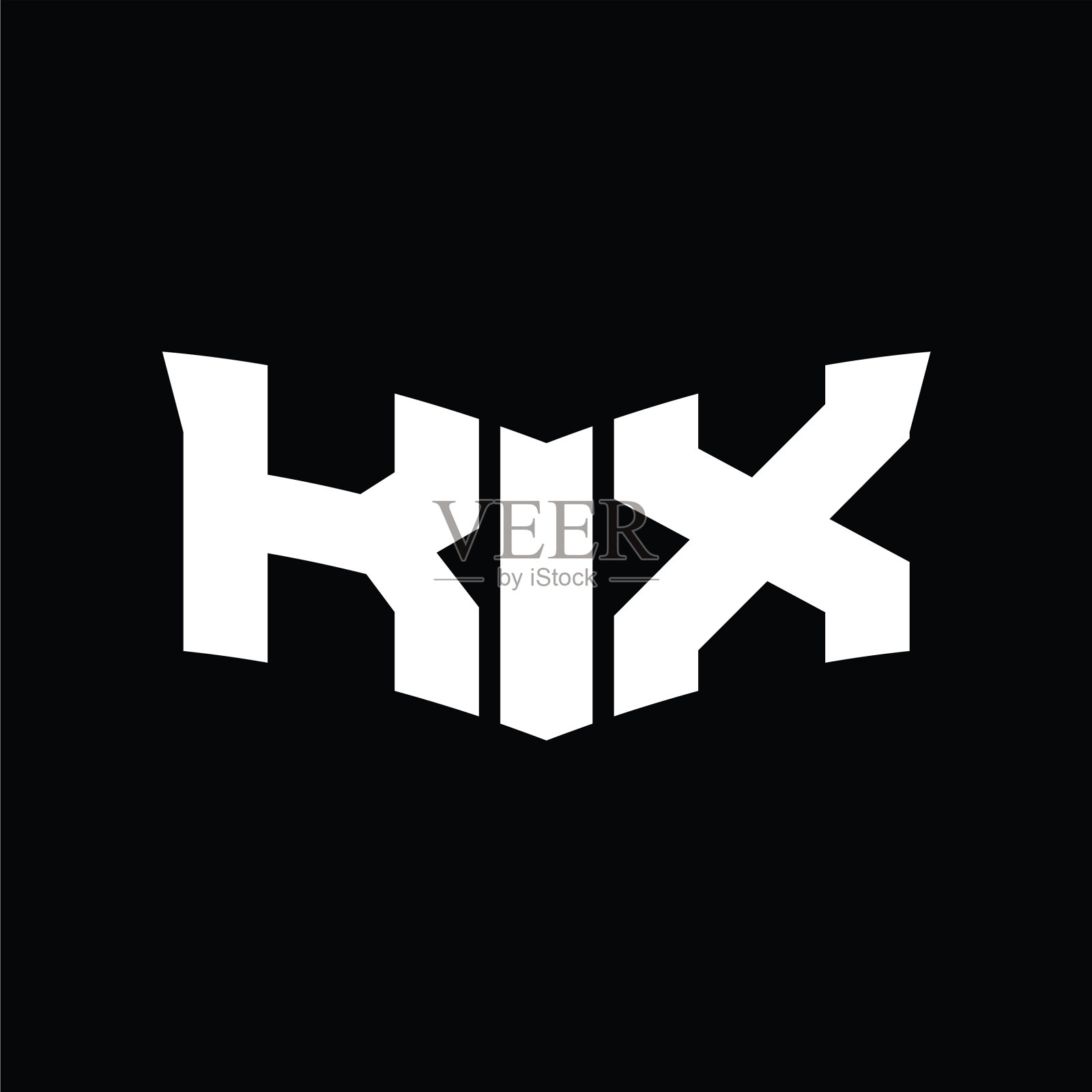 Kx标志字母与盾片形状设计插画图片素材