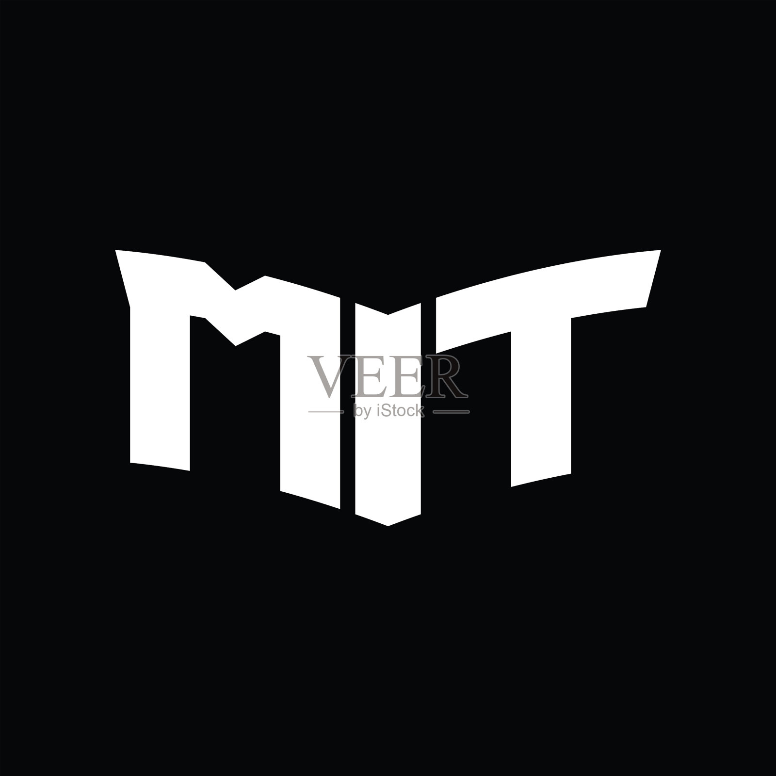 Mt标志字母与盾片形状设计插画图片素材