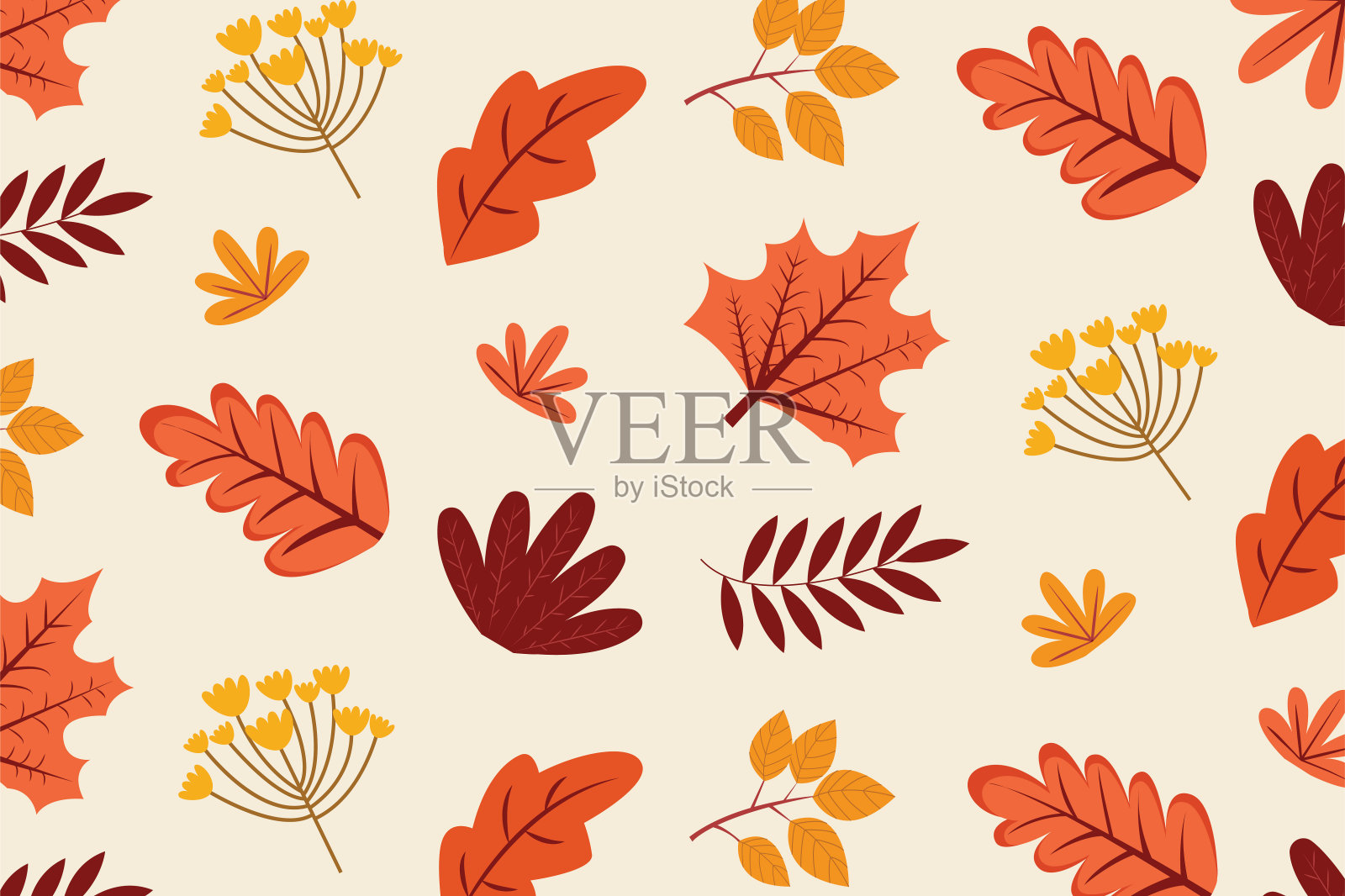 秋叶集平面插画简洁优雅的矢量设计插画图片素材