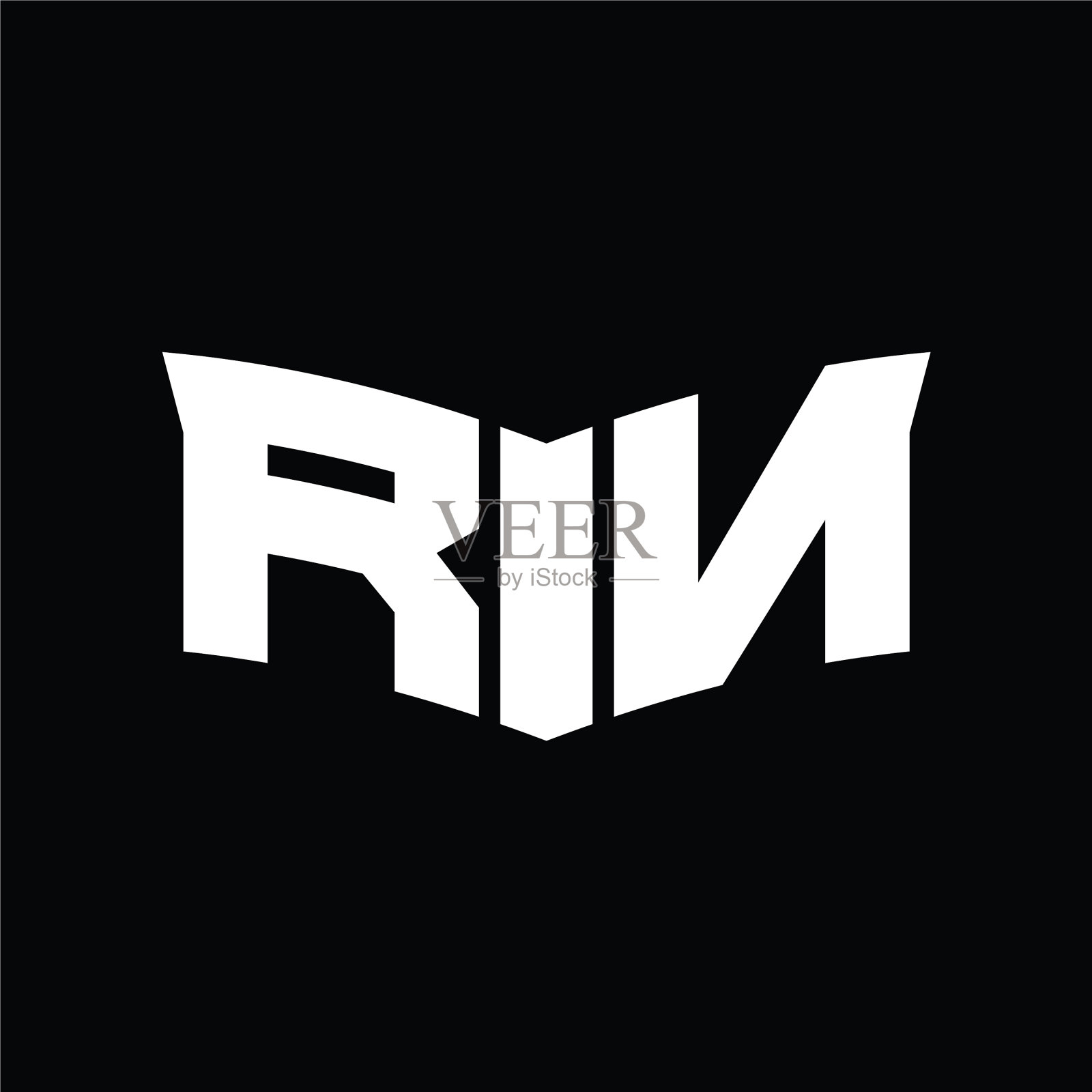 Rn标志字母与盾片形状设计插画图片素材