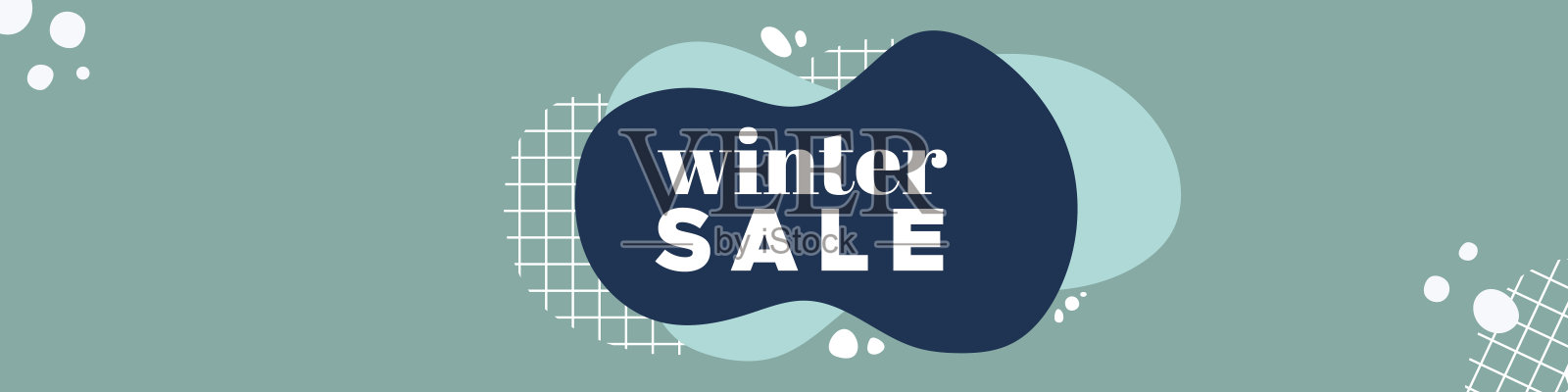 冬季大甩卖彩色横幅。抽象的有机波浪形状背景。用于通讯，网页标题，社交媒体帖子，促销横幅，广告和身份。矢量插图，平面设计插画图片素材