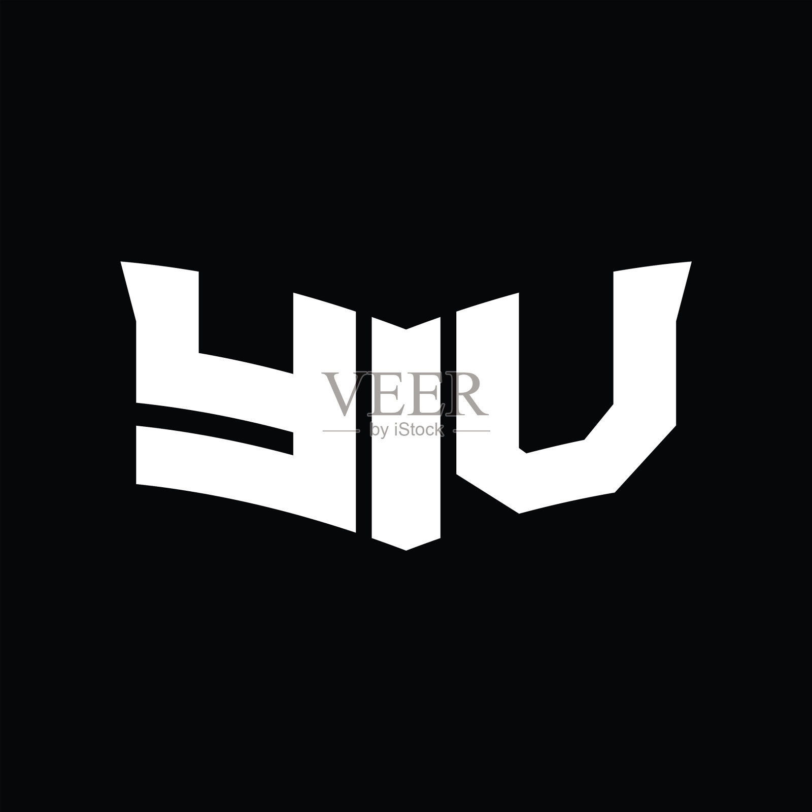 Yv标志字母与盾片形状设计插画图片素材