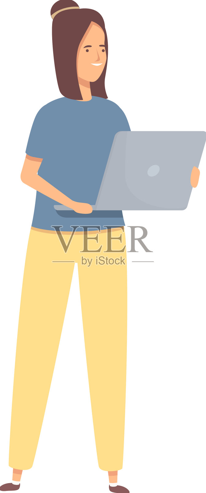 女孩自由职业者图标卡通作品设计元素图片