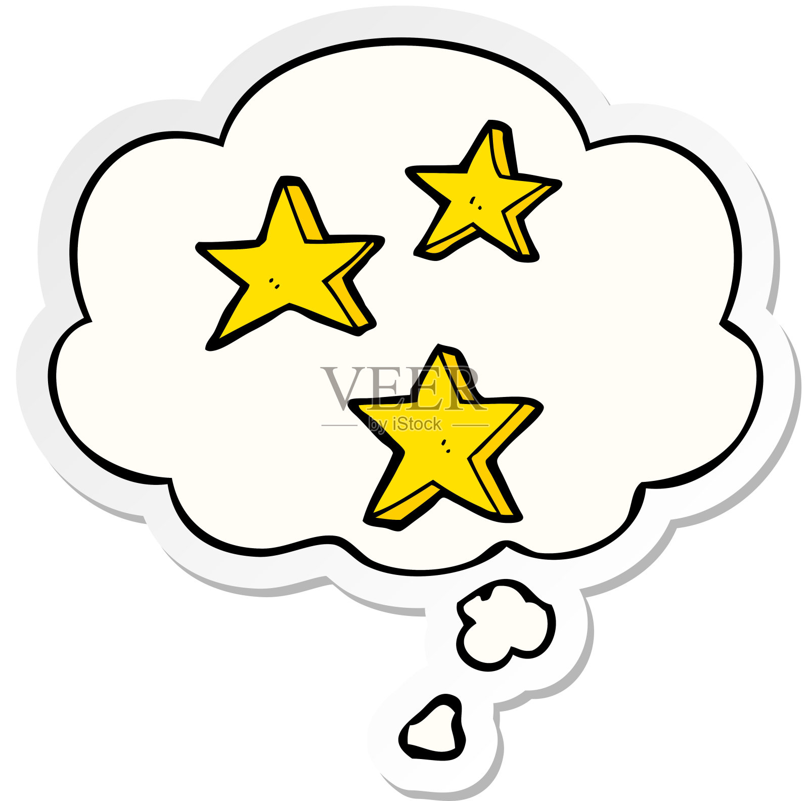 印有思想泡泡的卡通明星贴纸设计元素图片
