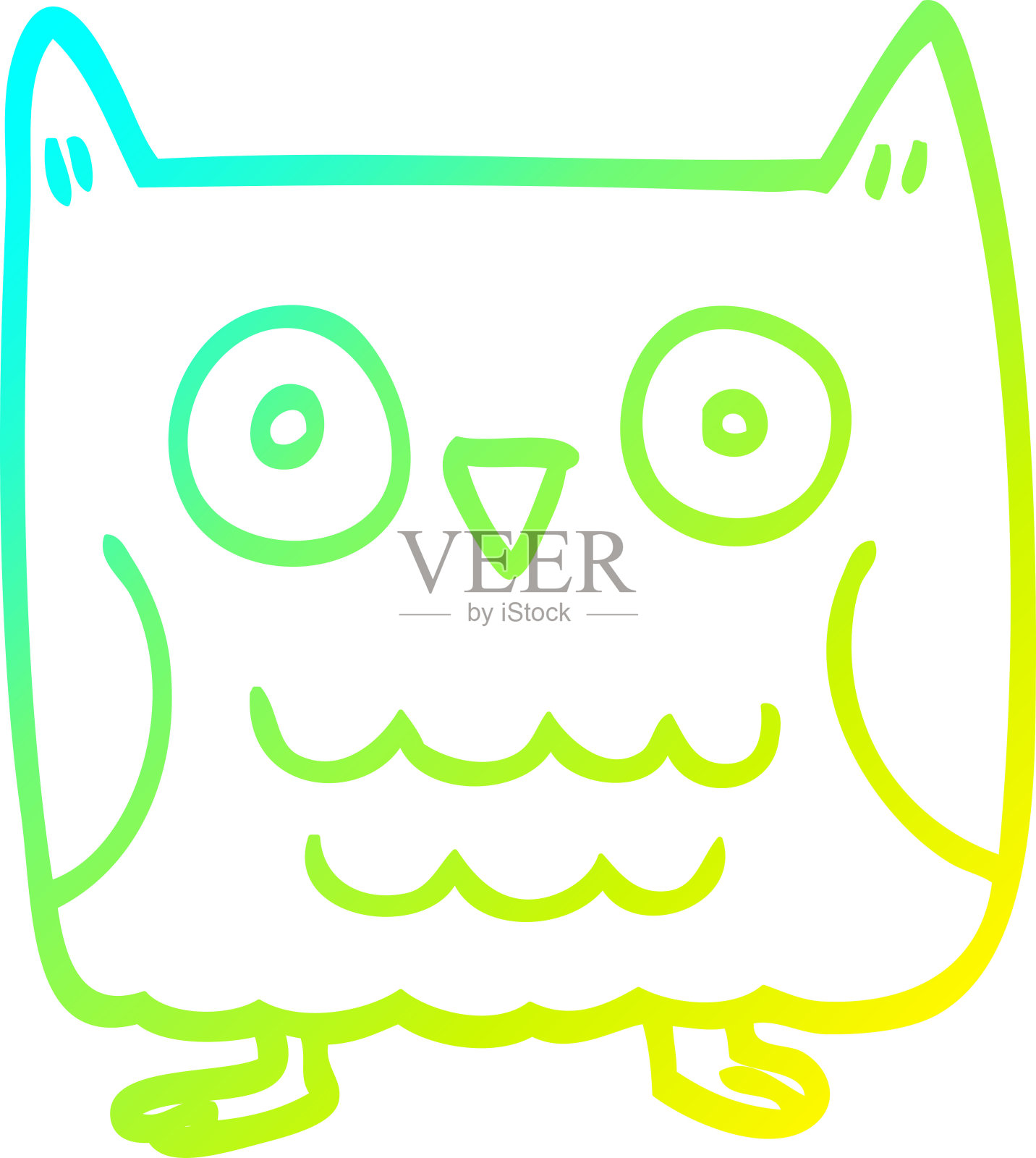 冷梯度线画一个有趣的卡通猫头鹰设计元素图片