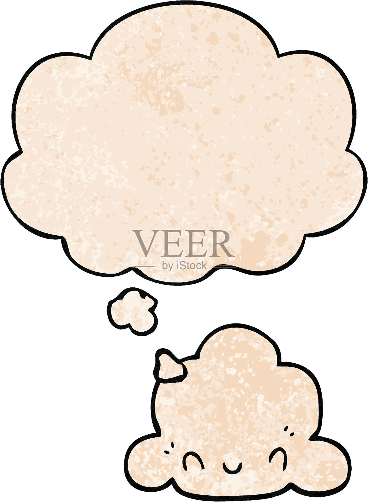 卡通云与垃圾质感风格的思想泡泡插画图片素材