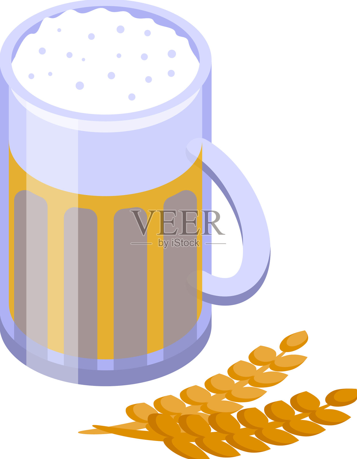 啤酒杯图标等距地图旅行插画图片素材