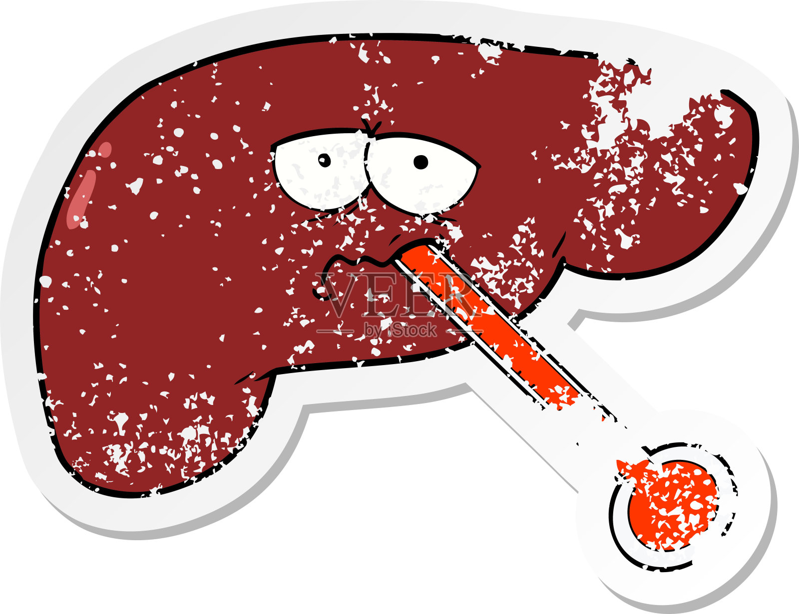 心疼的卡通贴纸不健康的肝脏设计元素图片